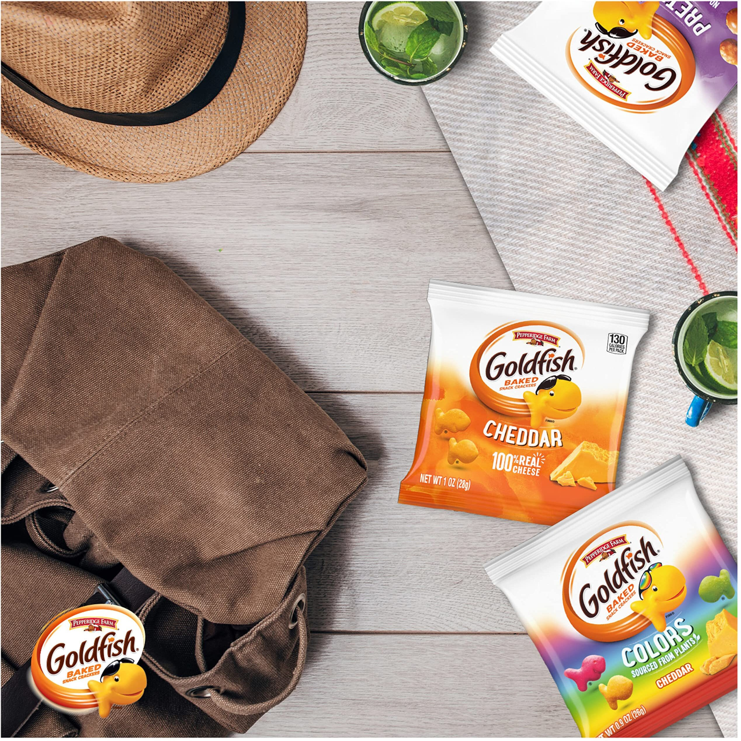 Goldfish Crackers Big Smiles Variety Pack With Cheddar, Colors, And Pretzels, Snack Packs, 30 Ct