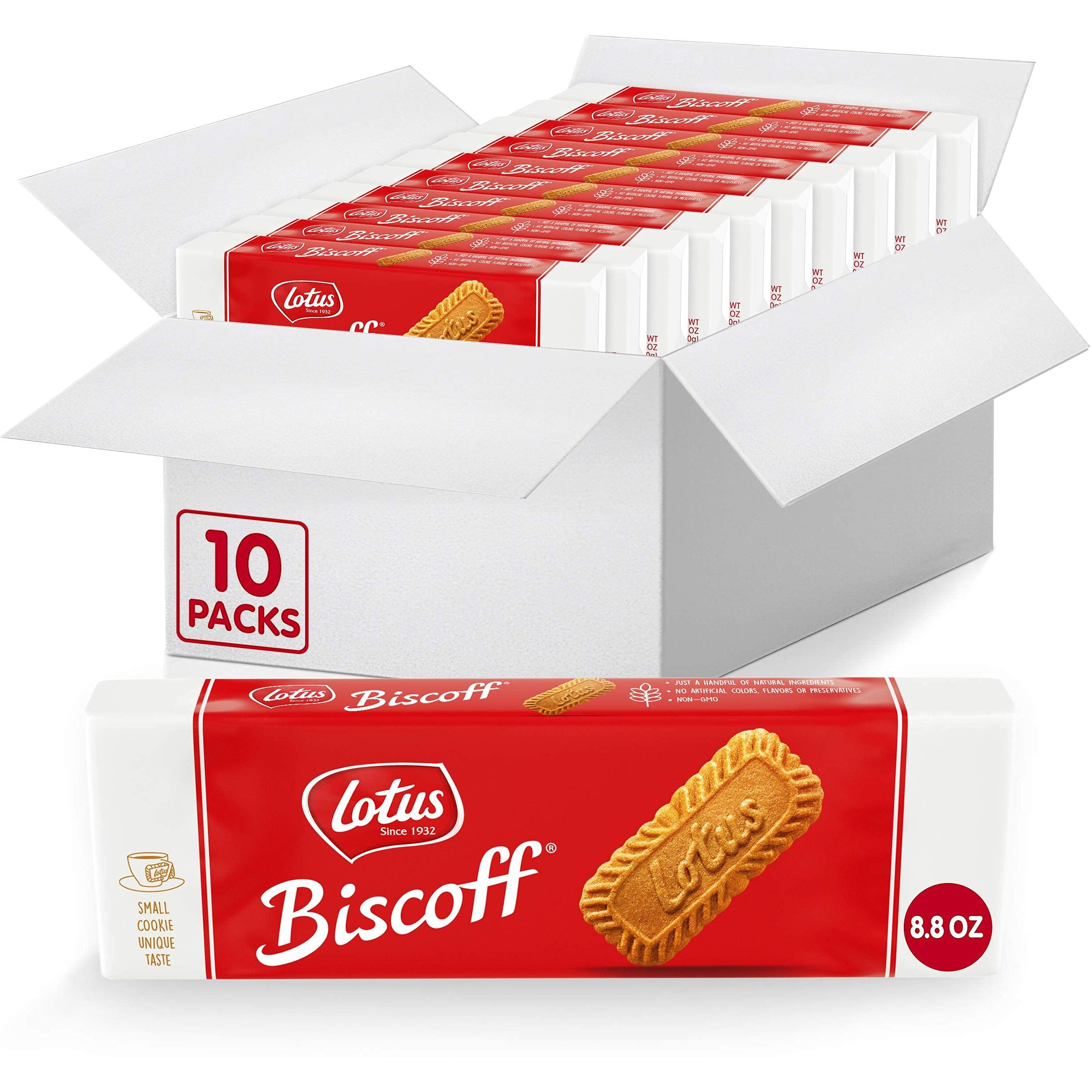 Lotus Biscoff, Caramelized Biscuit Cookies, Non Gmo + Vegan - 8.8 Ounce (Pack Of 10)