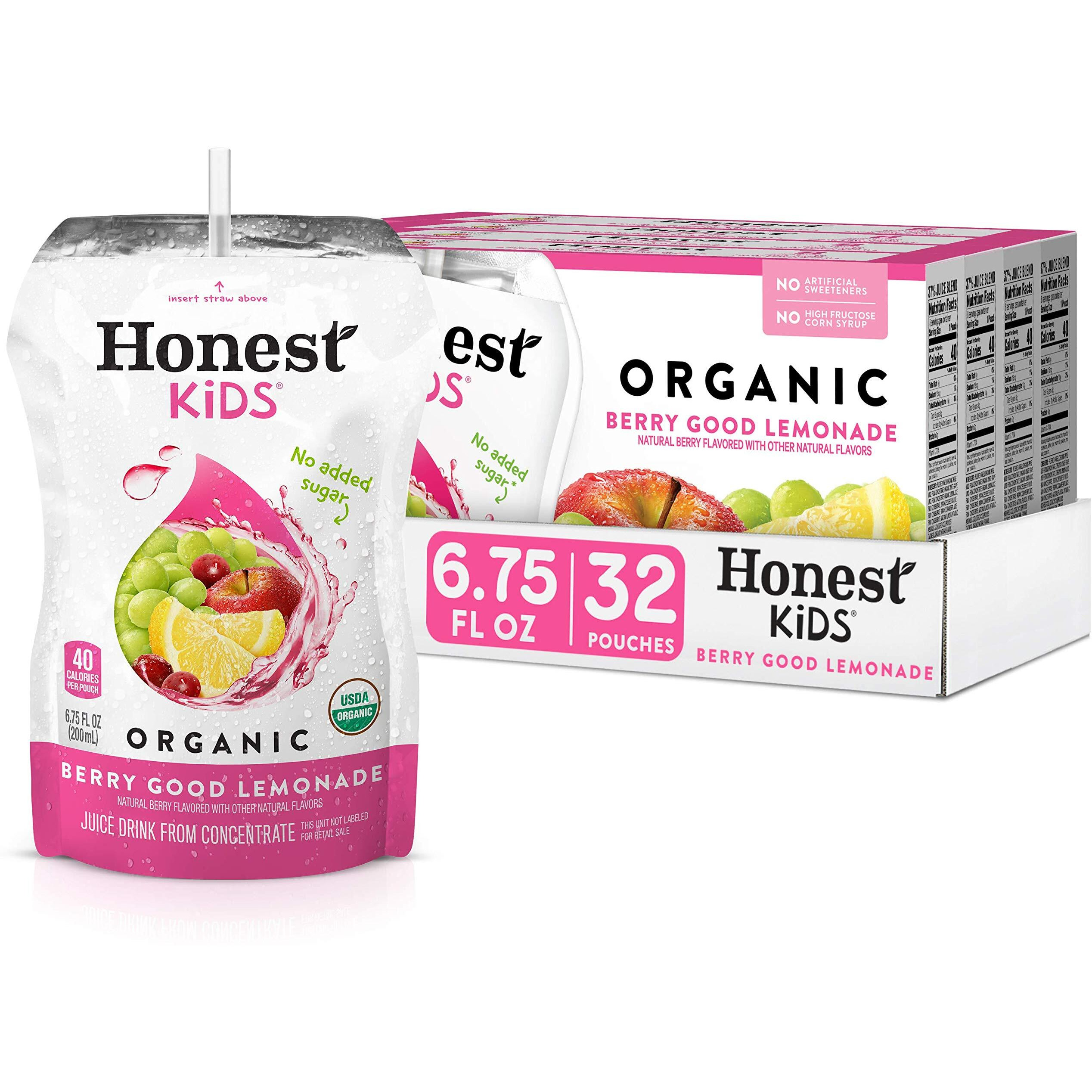 Honest Kids Organic Juice Drink, Berry Berry Good Lemonade, 6.75 Fl Oz Pouches (Pack Of 32)