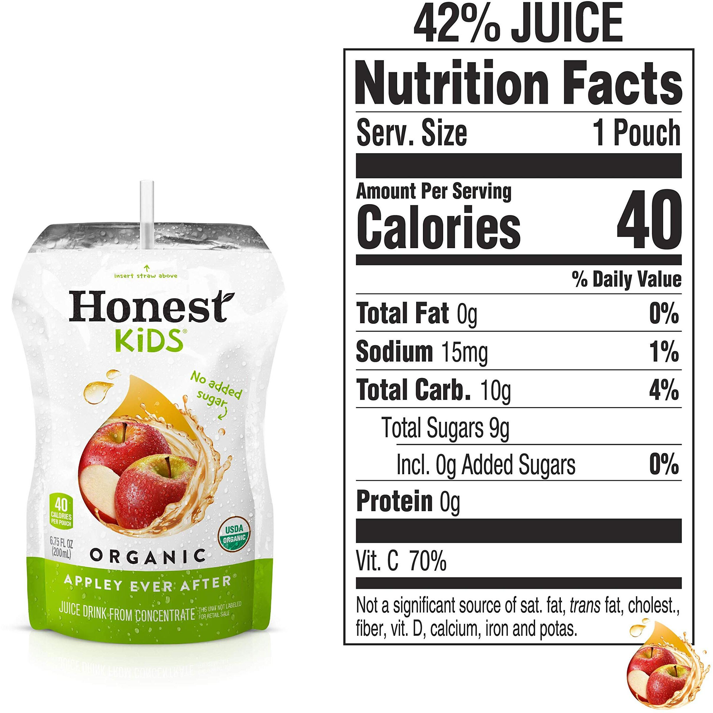 Honest Kids Appley Ever After, Apple Organic Fruit Juice Drink, 6.75 Fl Oz (32 Pack)