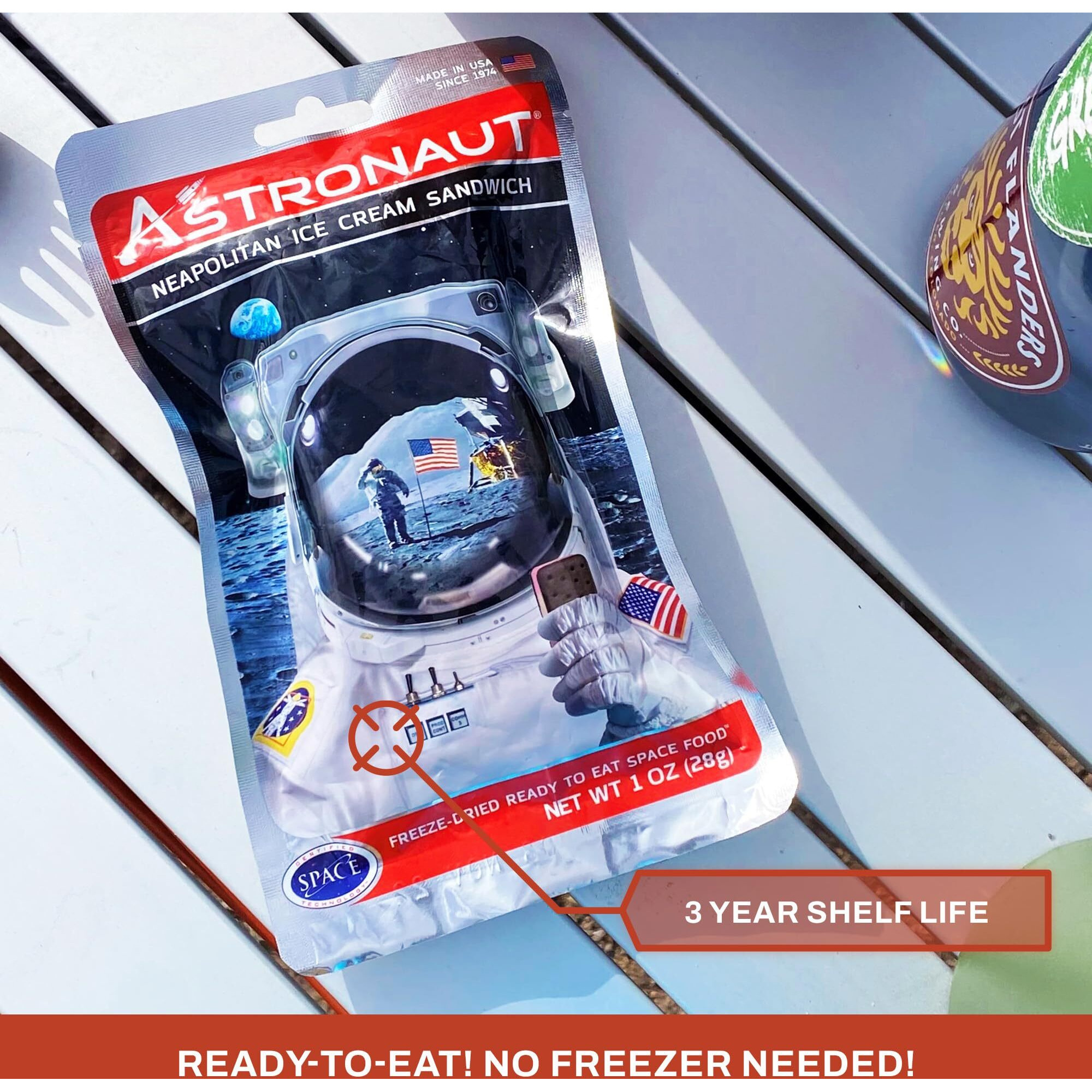 Astronaut Foods Freeze-Dried Ice Cream Sandwich, Nasa Space Dessert, Neapolitan, 6 Count