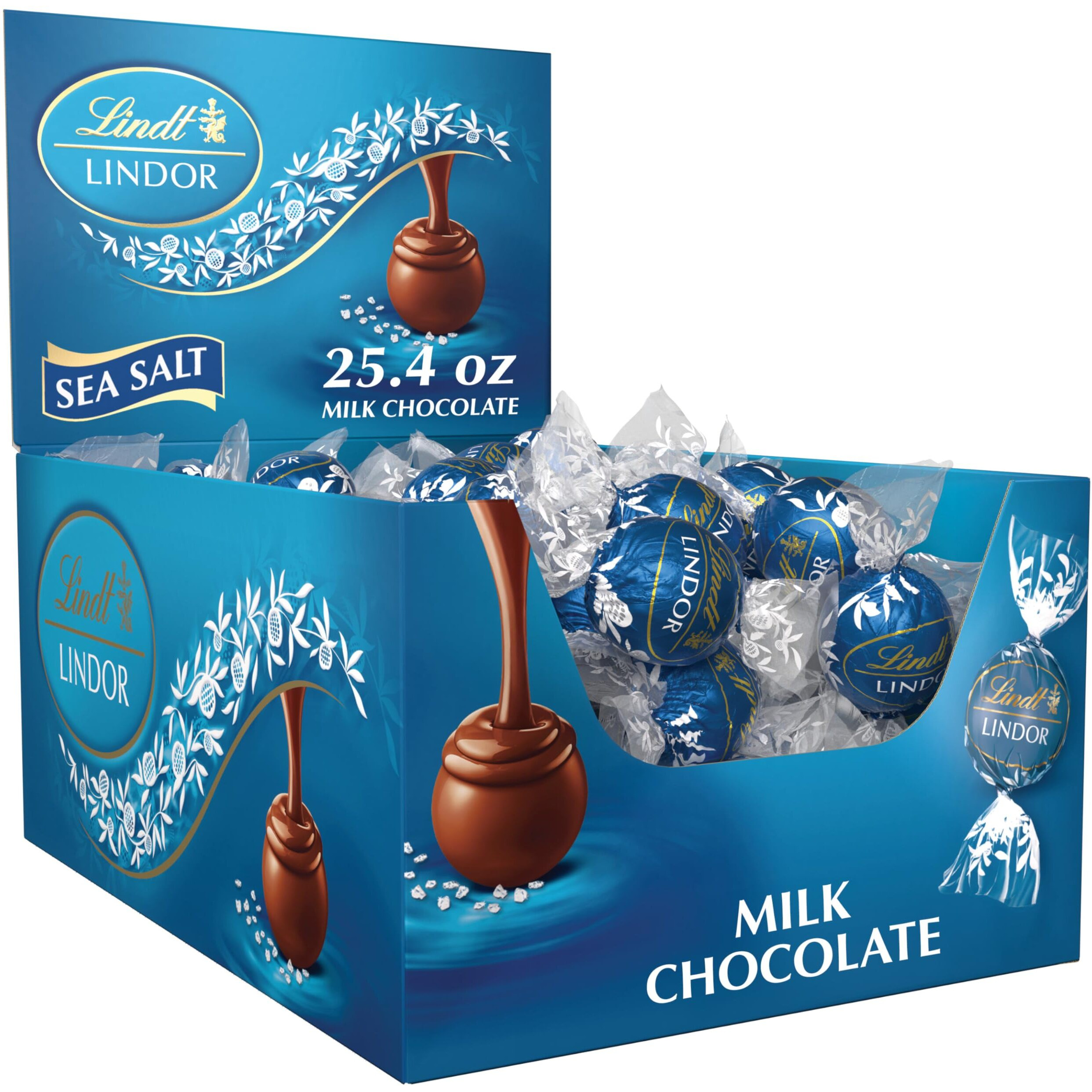Lindt Lindor Sea Salt Milk Chocolate Truffles, Milk Chocolate Candy With Smooth, Melting Truffle Center, Great For Gift Giving, 25.4 Oz, 60 Count