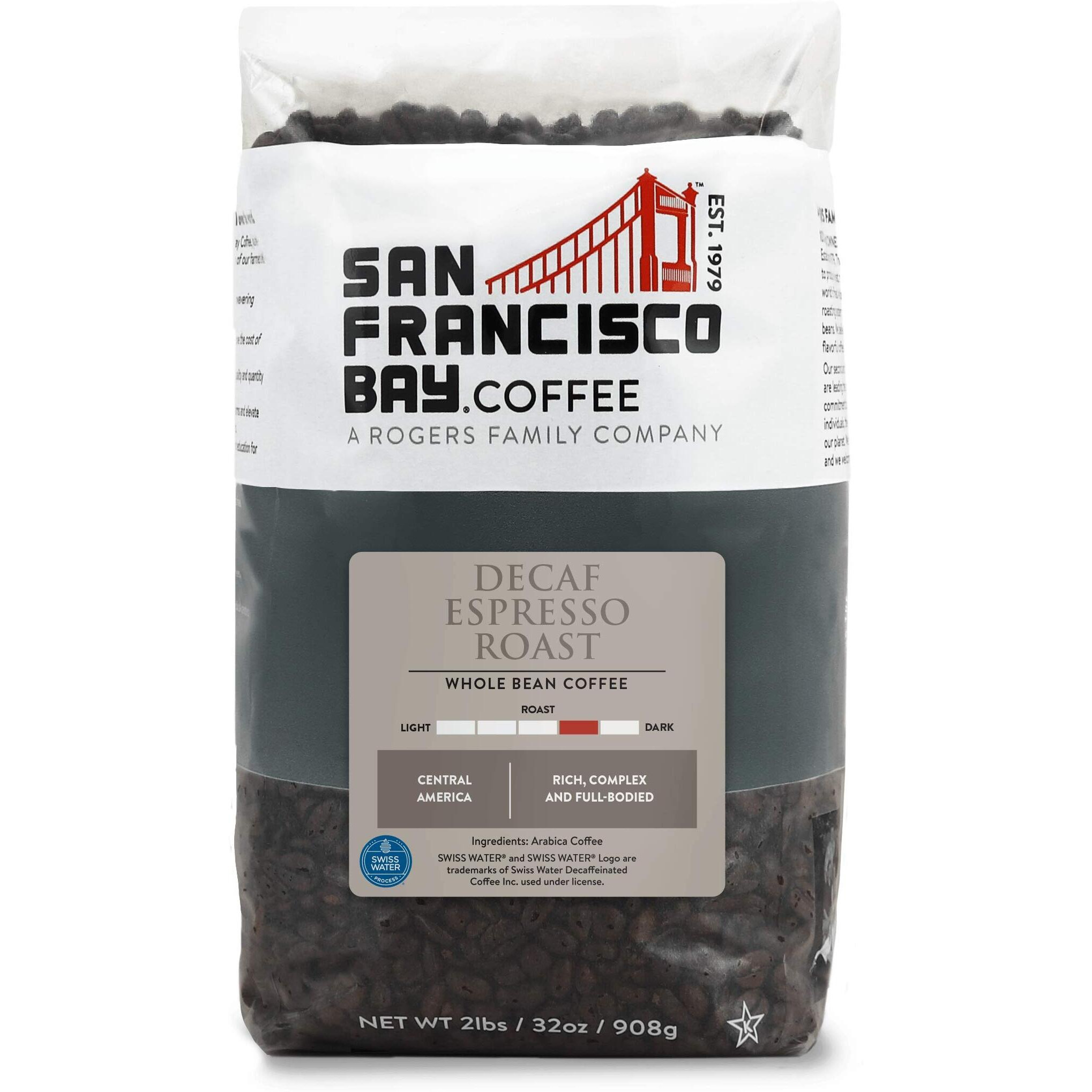San Francisco Bay Whole Bean Coffee - Decaf Espresso Roast (2Lb Bag), Dark Roast