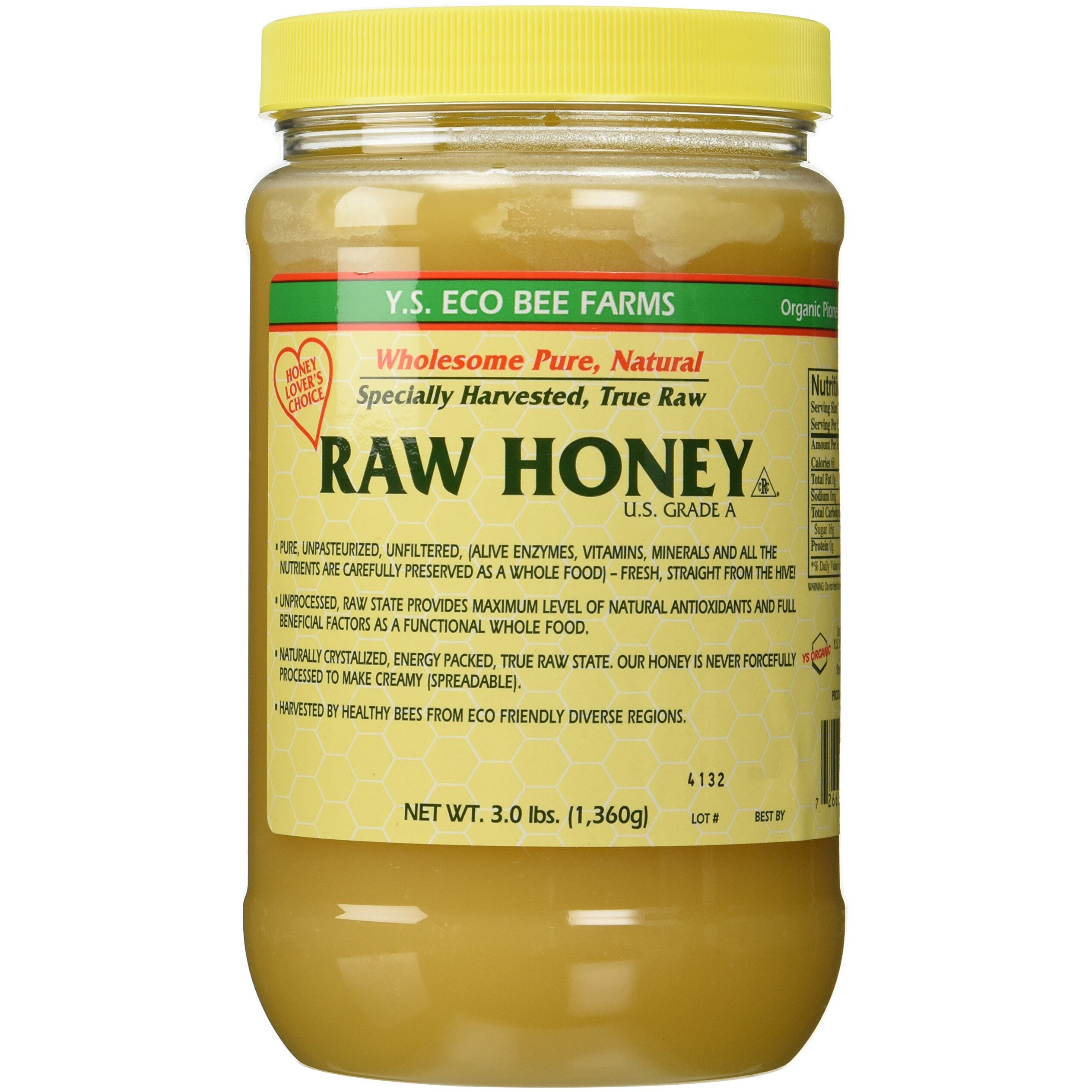 Ys Eco Bee Farms Raw Honey - Raw, Unfiltered, Unpasteurized - Kosher (3 Lb (2 Pack))