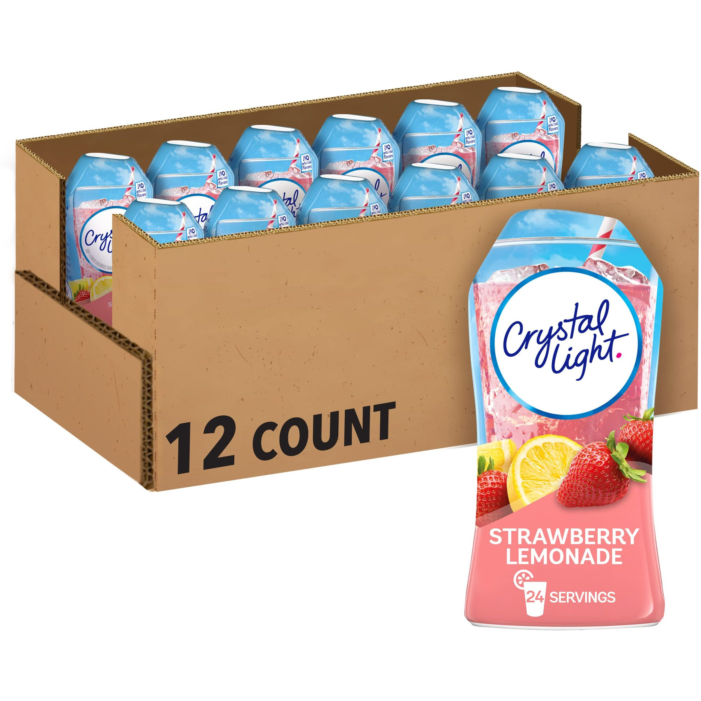 Crystal Light Sugar-Free Zero Calorie Liquid Water Enhancer - Strawberry Lemonade (1.62 Fl Oz Bottle, Pack Of 12)