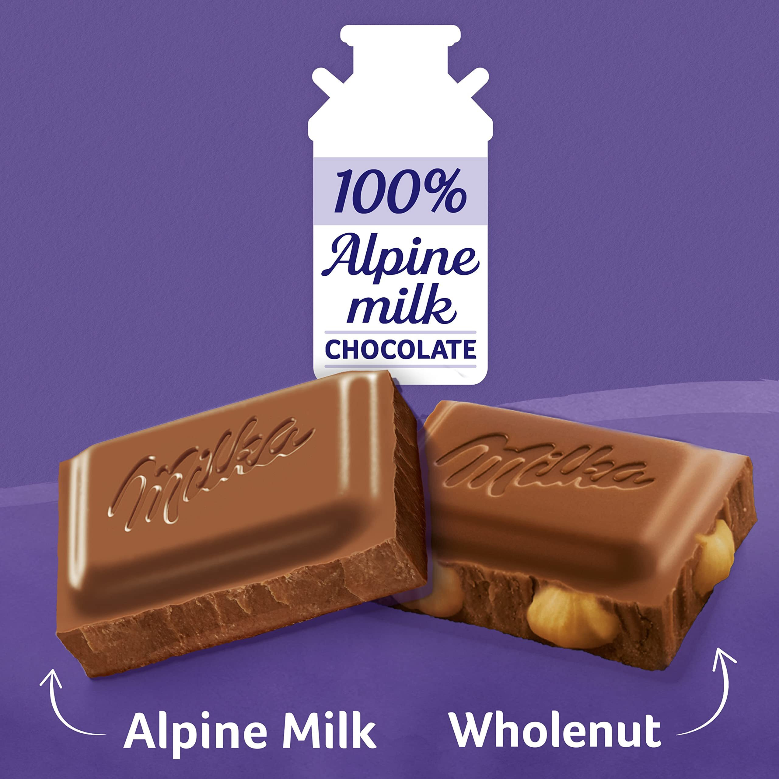 Milka European Chocolate Bars Variety Pack, Alpine Milk Chocolate & Wholenut Hazelnut Chocolate, 10 - 3.52 Oz Bars