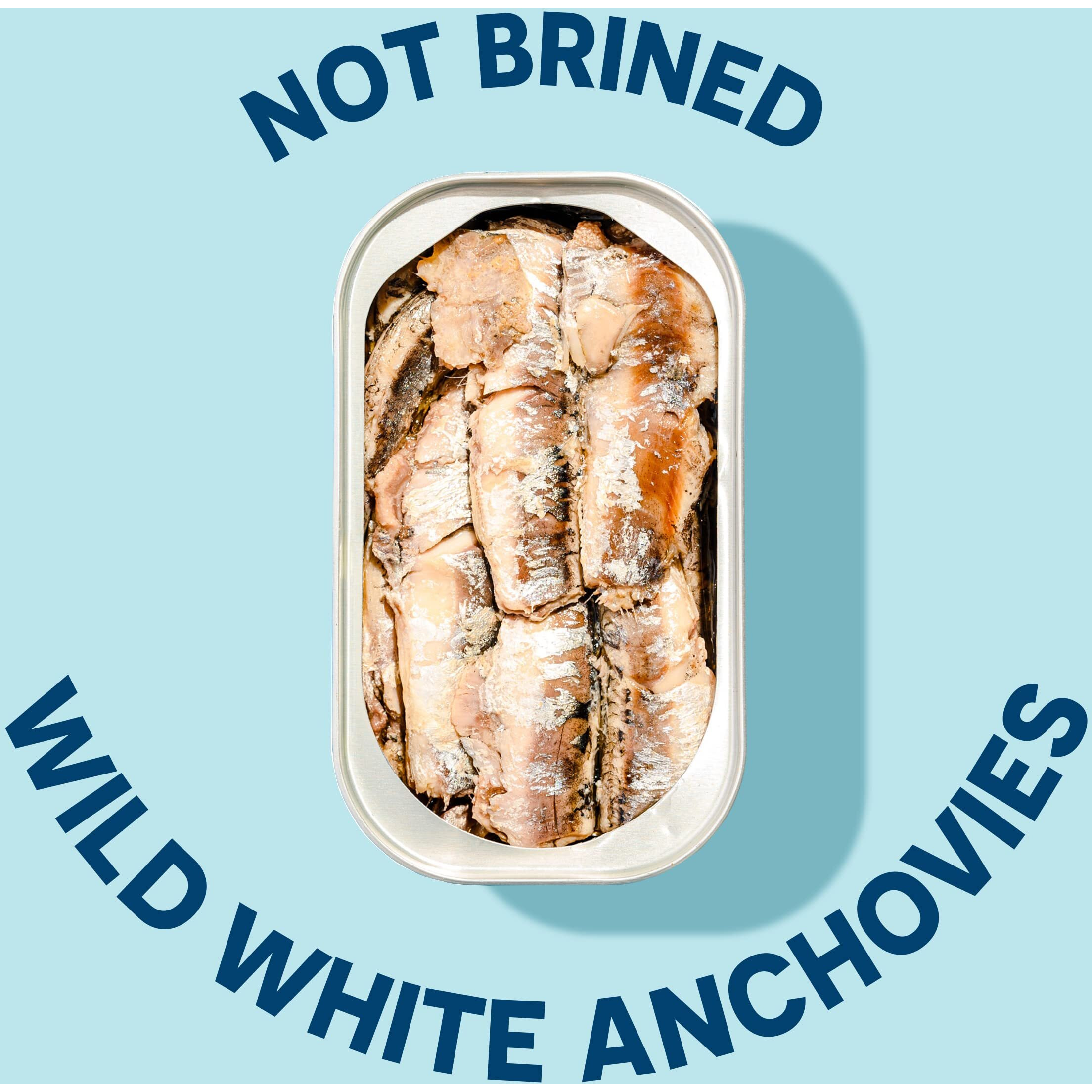 Wild Planet Wild White Anchovies In Extra Virgin Olive Oil, Tinned Fish, 4.4 Ounce, Pack Of 12