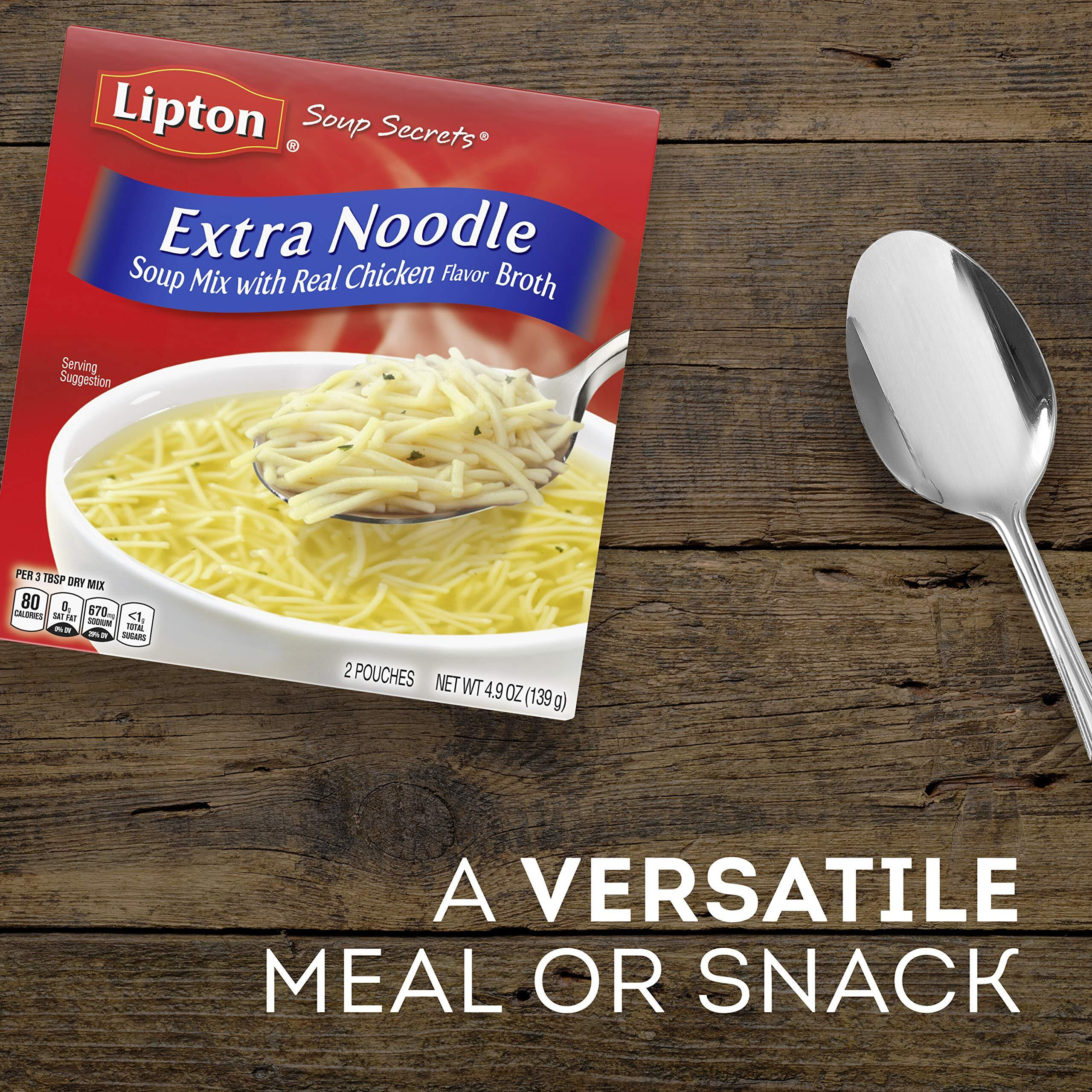 Lipton Soup Secrets Instant Soup Mix For A Warm Bowl Of Soup Extra Noodle Soup Made With Real Chicken Broth Flavor 4.9 Oz 2 Ct, Pack Of 12