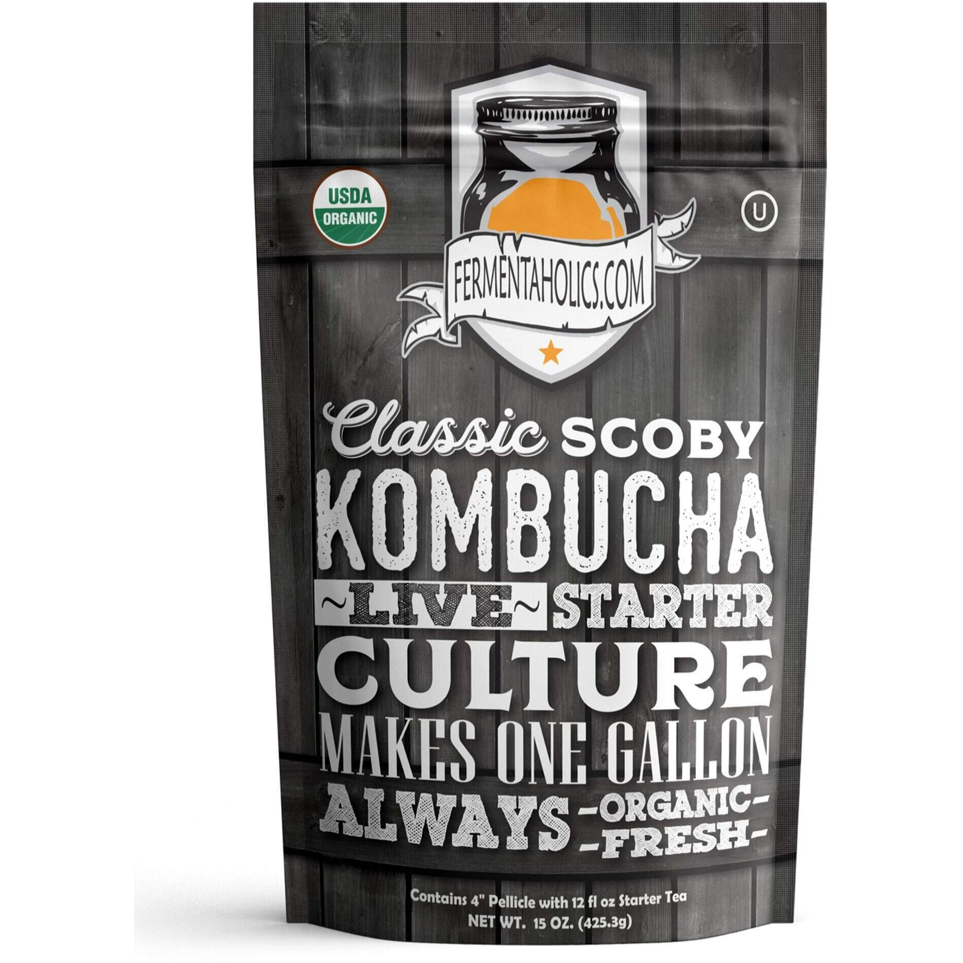 Fermentaholics Kombucha Scoby & Starter Tea | Live, Fresh, Organic Starter Culture | Diy Kombucha | 12Oz Fresh Starter Tea