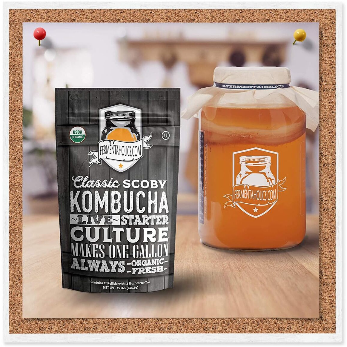 Fermentaholics Kombucha Scoby & Starter Tea | Live, Fresh, Organic Starter Culture | Diy Kombucha | 12Oz Fresh Starter Tea