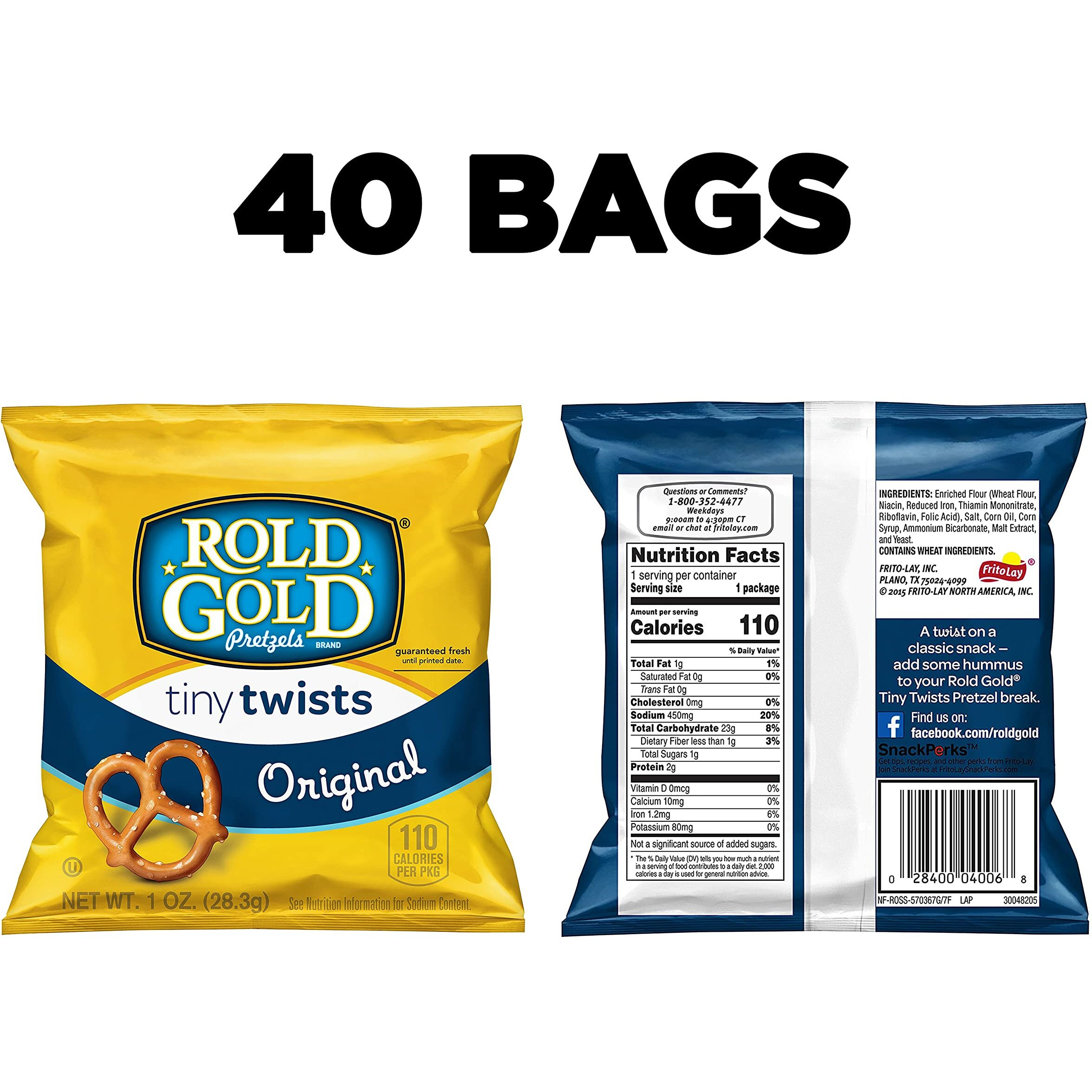 Rold Gold Pretzels, Tiny Twists, 1 Ounce (Pack Of 40)