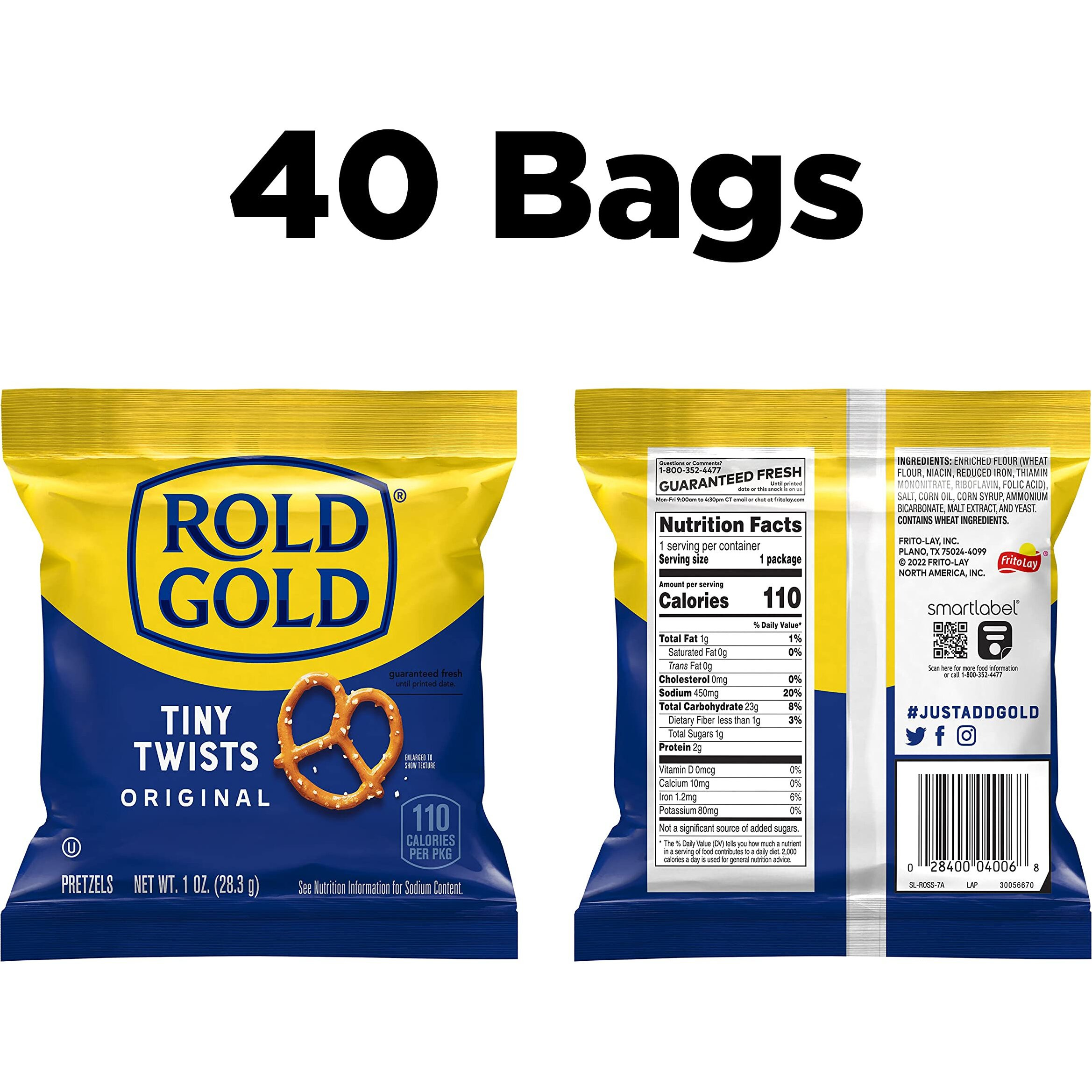Rold Gold Pretzels, Tiny Twists, 1 Ounce (Pack Of 40)