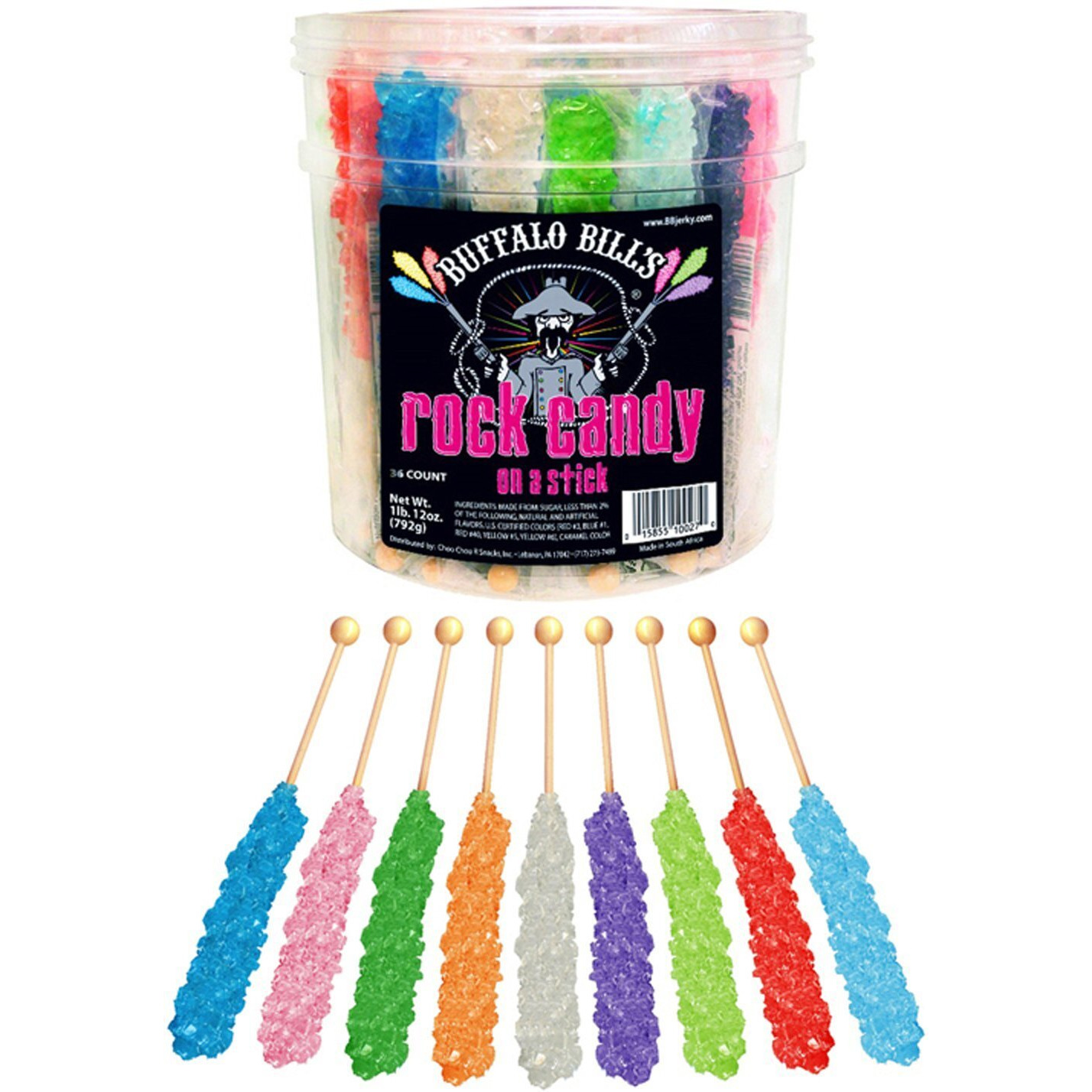 Buffalo Bills Mixed Rock Candy On A Stick (36-Ct Tub Mixed Rock Candy Crystal Sticks In 9 Flavors)