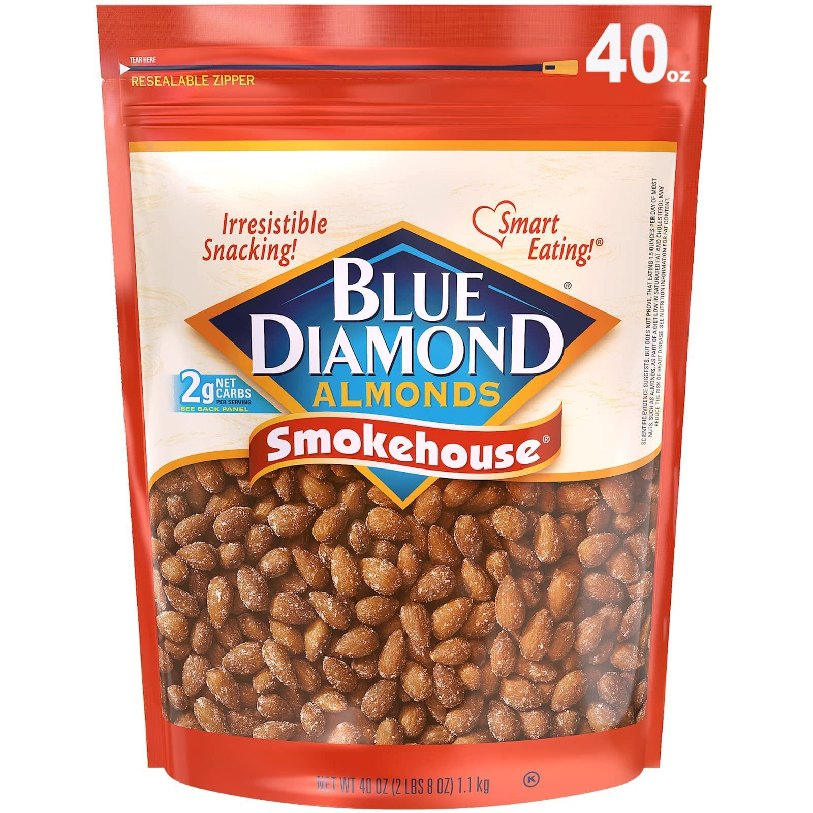 Blue Diamond Almonds Smokehouse Flavored Snack Nuts, 40 Oz Resealable Bag (Pack Of 1)