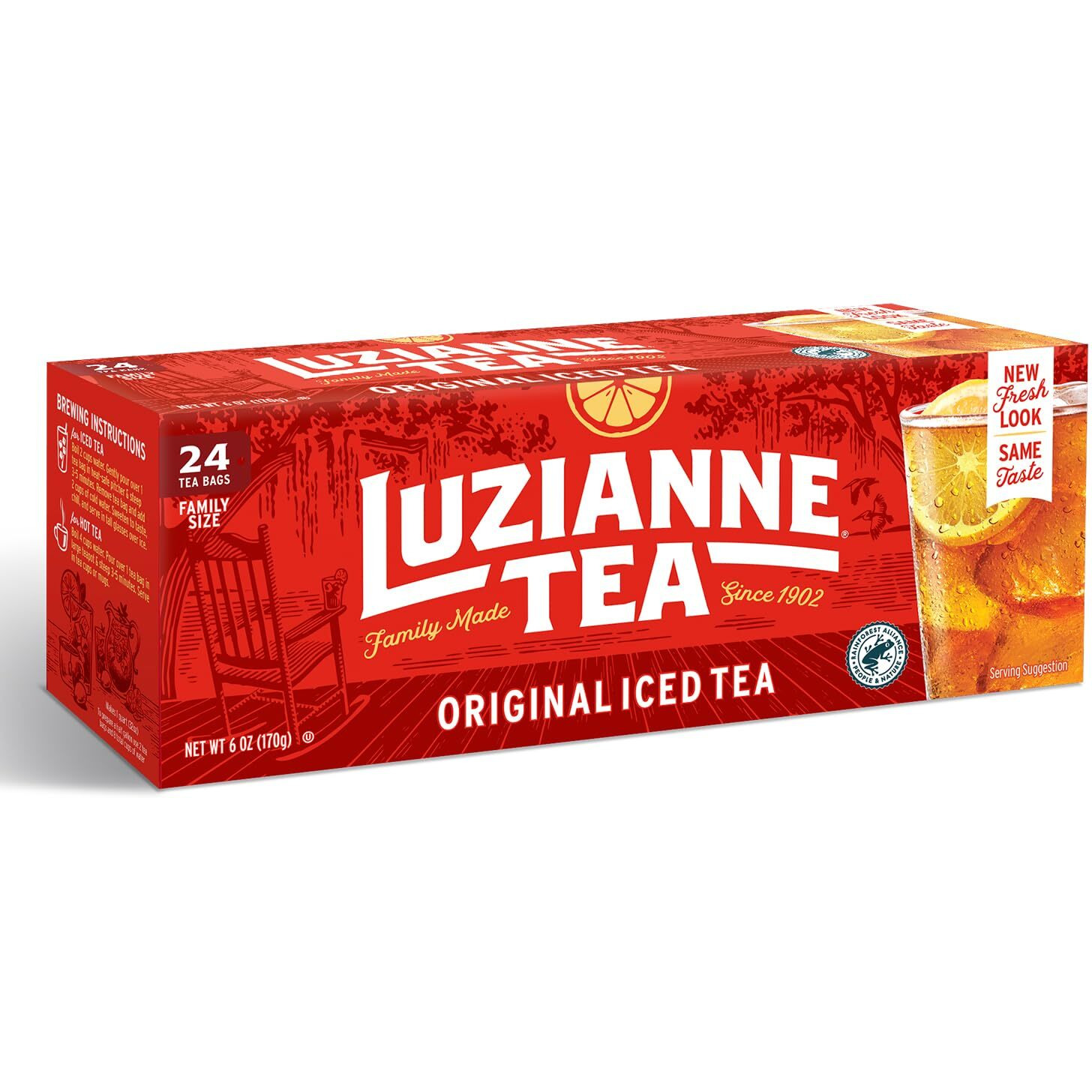 Luzianne Iced Tea, Unsweetened, Family Size, 144 Iced Tea Bags (6 Boxes Of 24 Count Pack), Specially Blended For Iced Tea, Clear & Refreshing Home Brewed Southern Iced Tea