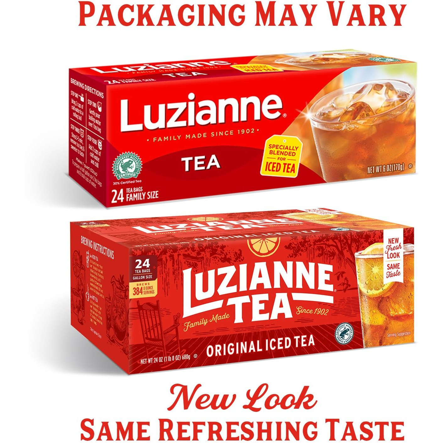 Luzianne Iced Tea, Unsweetened, Family Size, 144 Iced Tea Bags (6 Boxes Of 24 Count Pack), Specially Blended For Iced Tea, Clear & Refreshing Home Brewed Southern Iced Tea