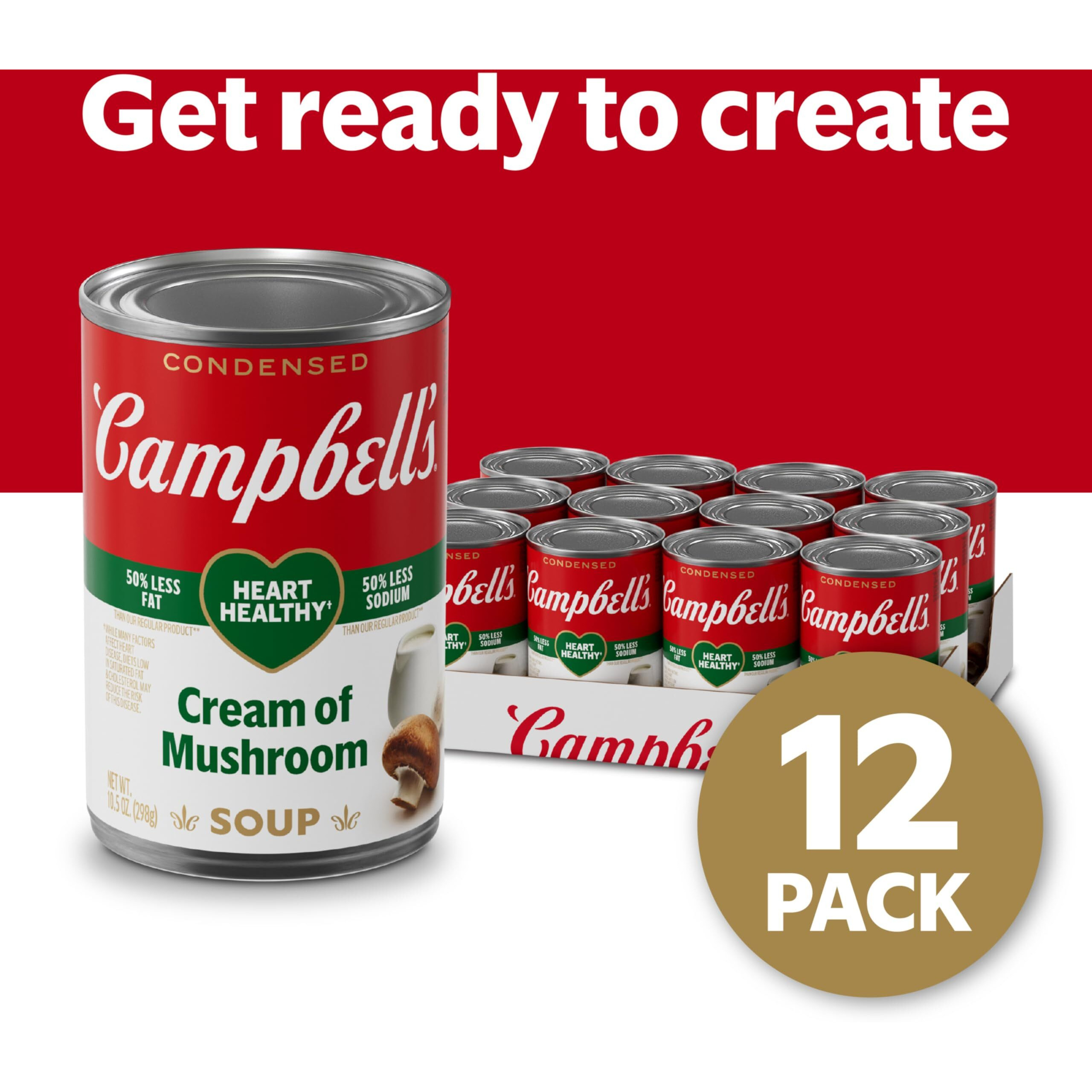 Campbell's Condensed Healthy Request Cream Of Mushroom Soup, 10.5 Oz. Can (Pack Of 12)