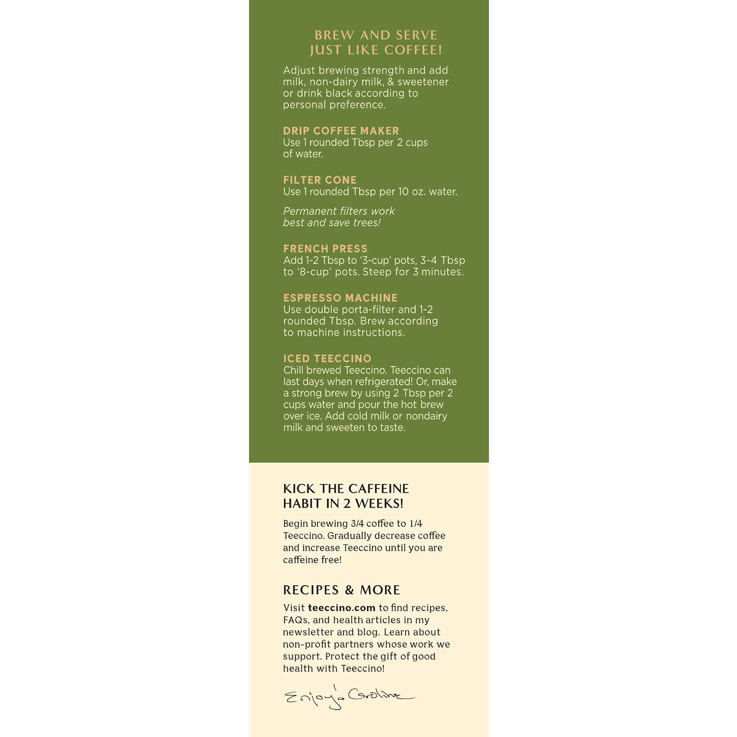 Teeccino French Roast Chicory Coffee Alternative - Ground Herbal Coffee Thats Prebiotic, Caffeine-Free & Acid Free, Dark Roast, 11 Ounce