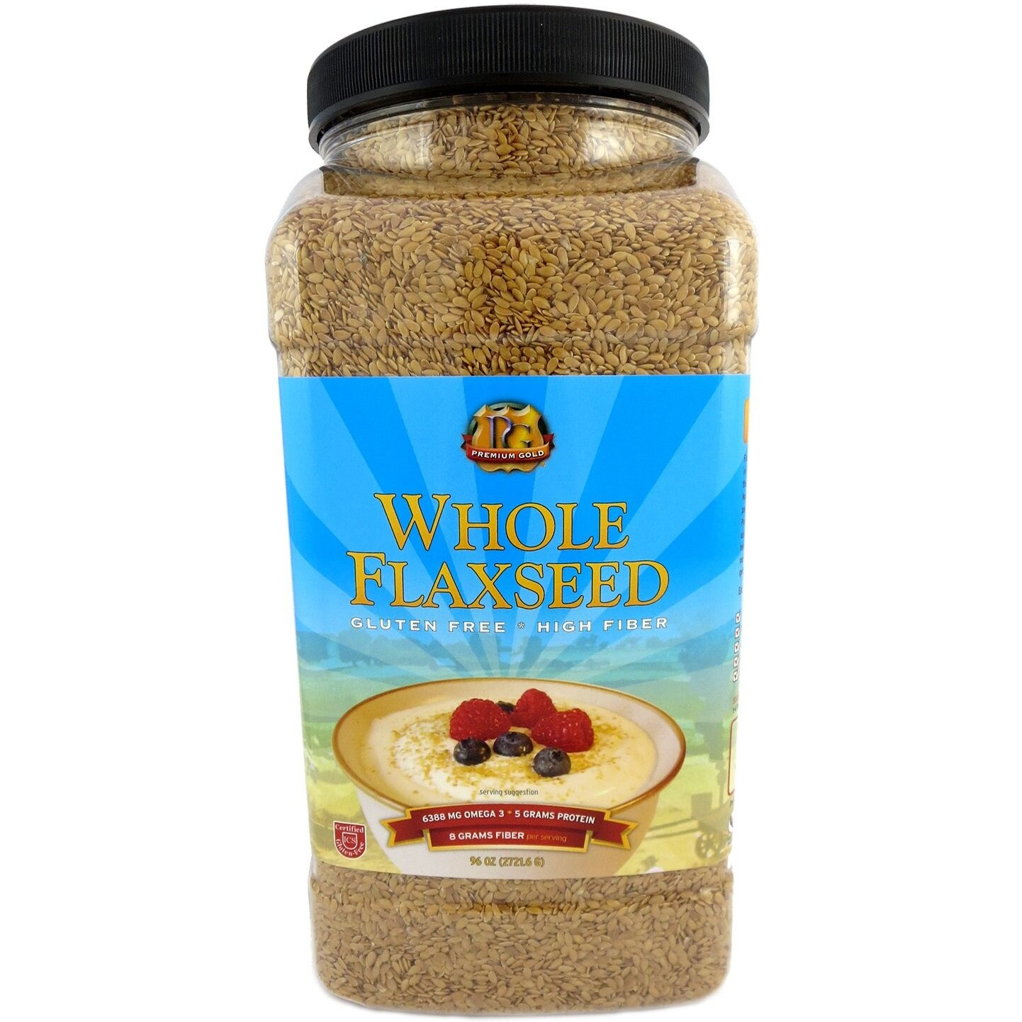 Premium Gold Whole Flax Seed | High Fiber Food | Omega 3 | 96Oz
