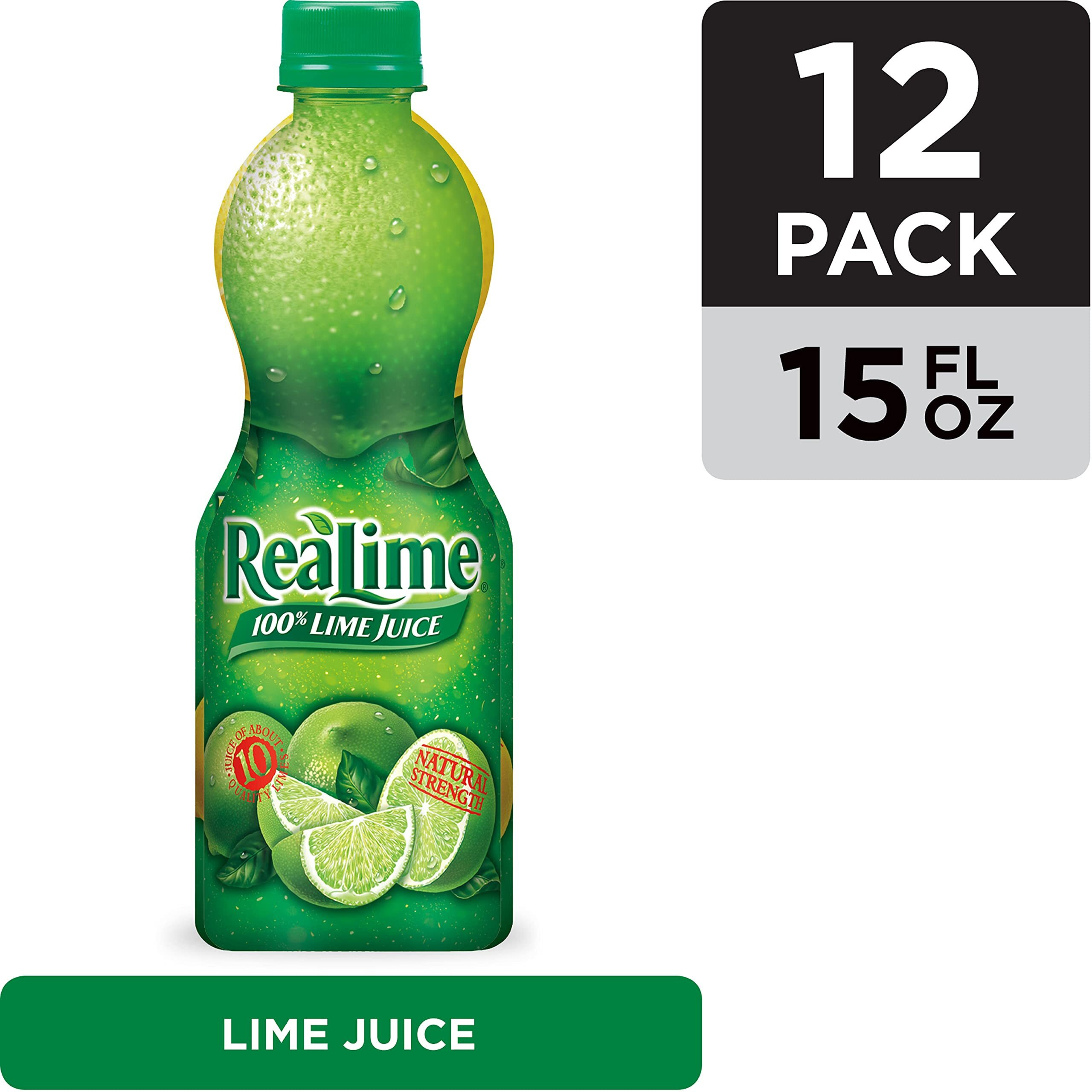 Realime 100 Percent Lime Juice, 15 Fl Oz Bottles (Pack Of 12)