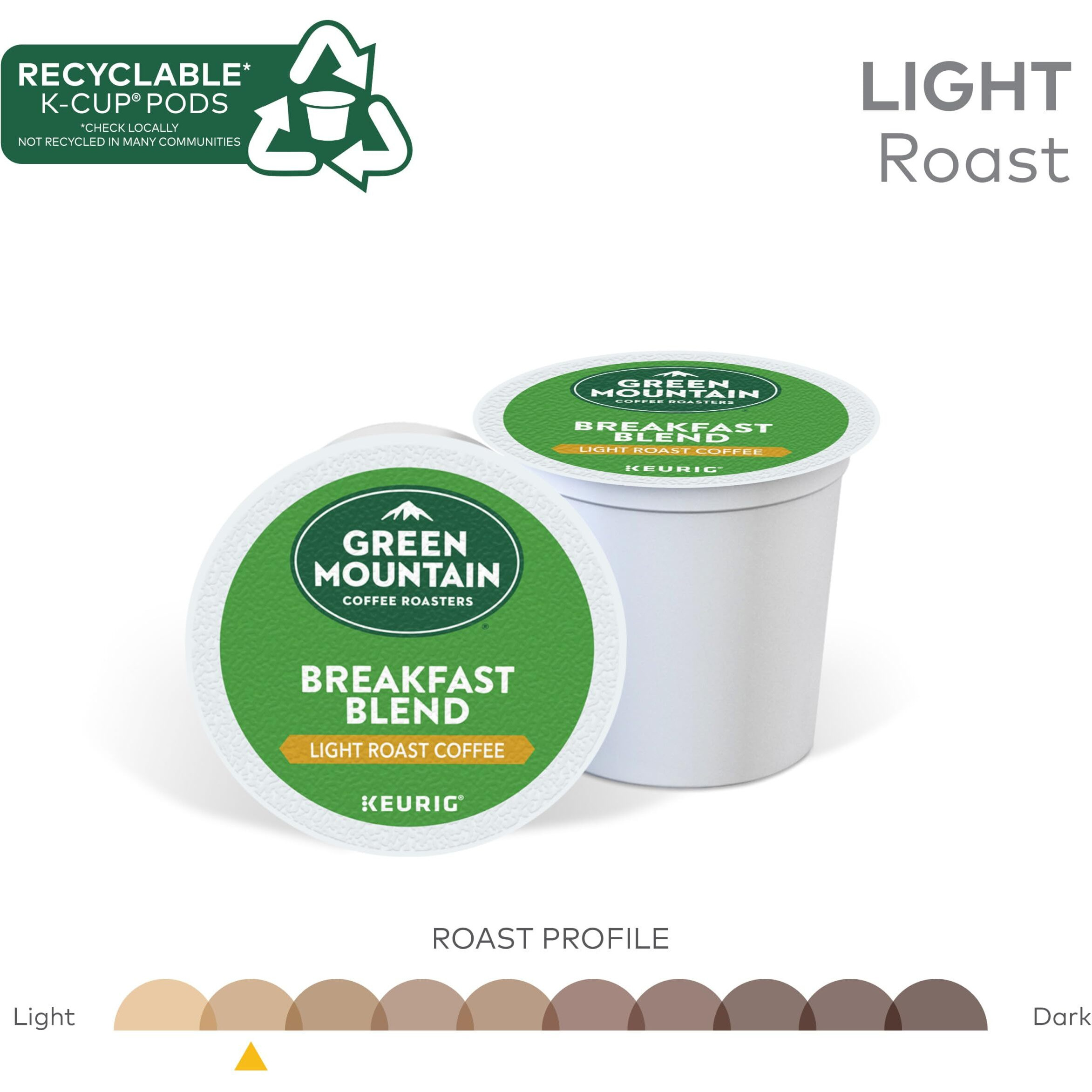 Green Mountain Coffee Roasters Breakfast Blend Keurig Single-Serve K-Cup Pods, Light Roast Coffee, 32 Count