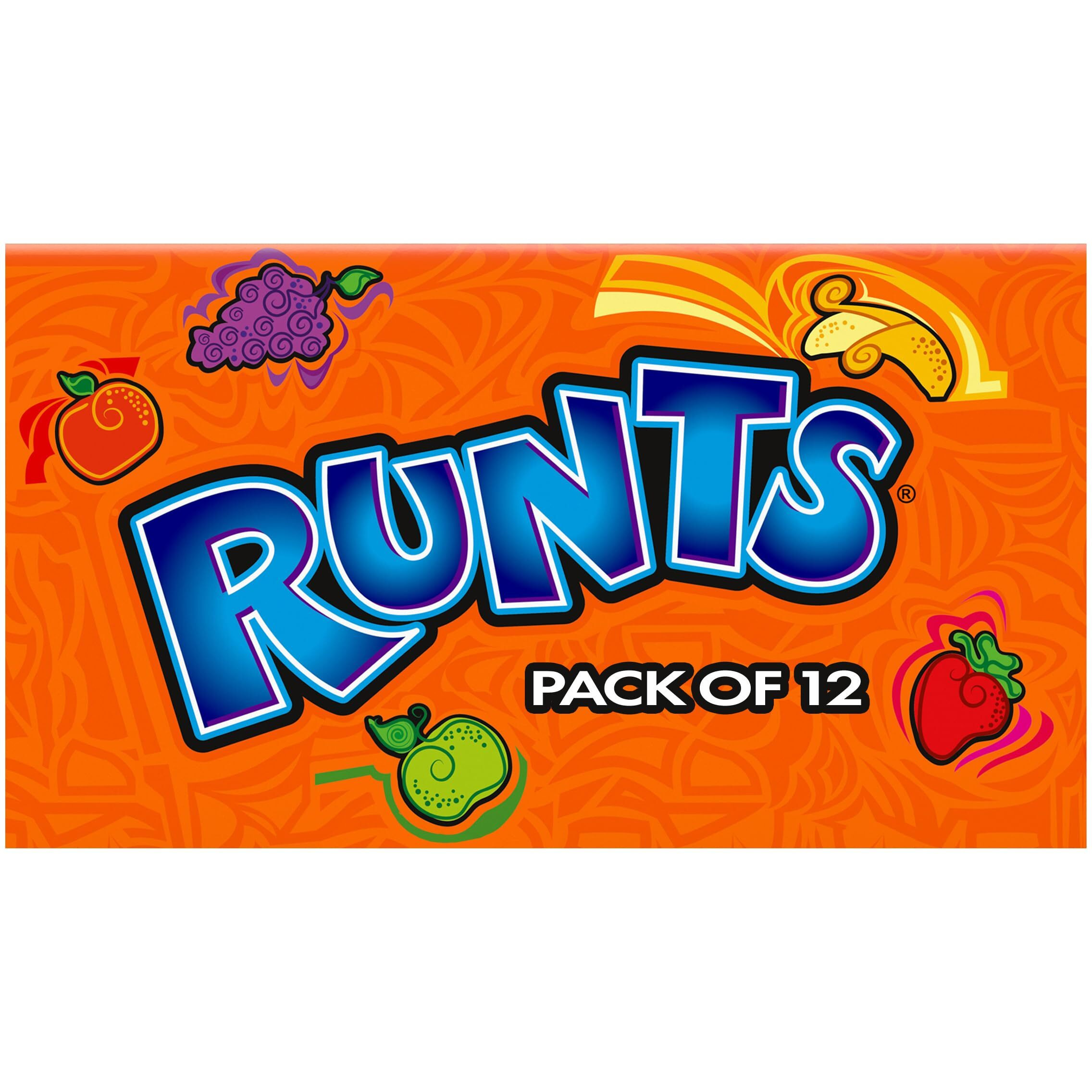 Wonka Runts Hard, Chewy & Fruity Candy, 5 Ounce Theater Candy Boxes (Pack Of 12)