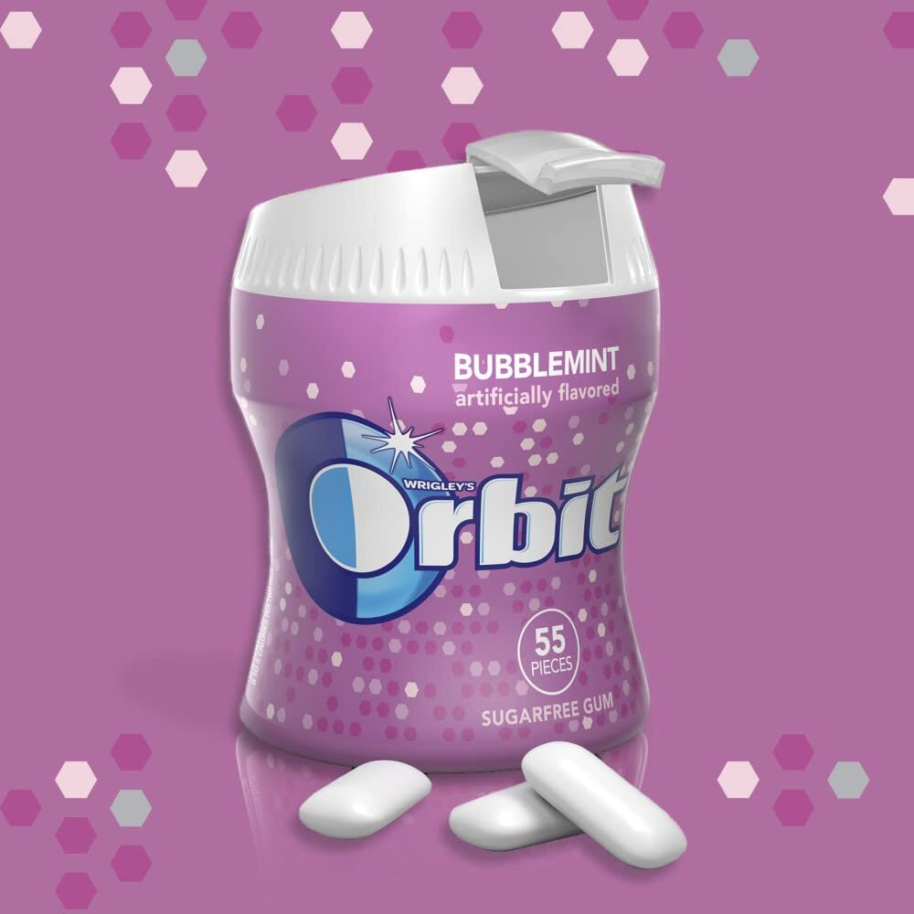 Orbit Bubble Gum Cups, Bubble Mint, 55 Pieces Bottle, 4-Count