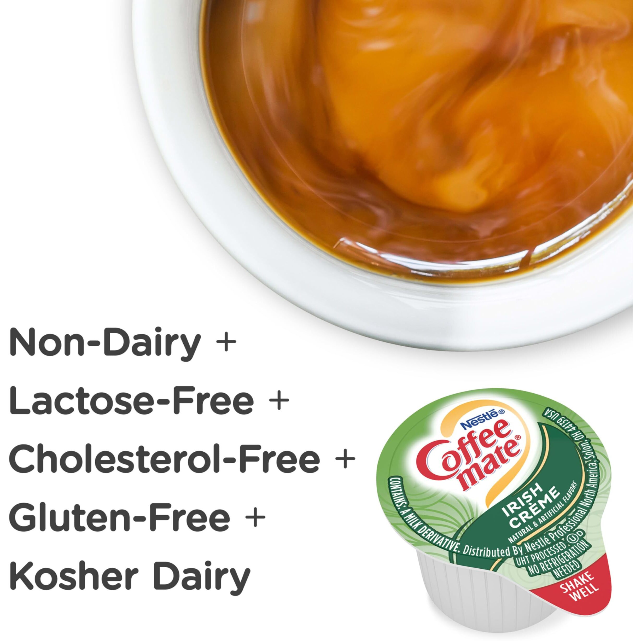 Nestle Coffee Mate Coffee Creamer, Irish Crme, Liquid Creamer Singles, Non Dairy, No Refrigeration , 0.37 Fl Oz (Pack Of 180)