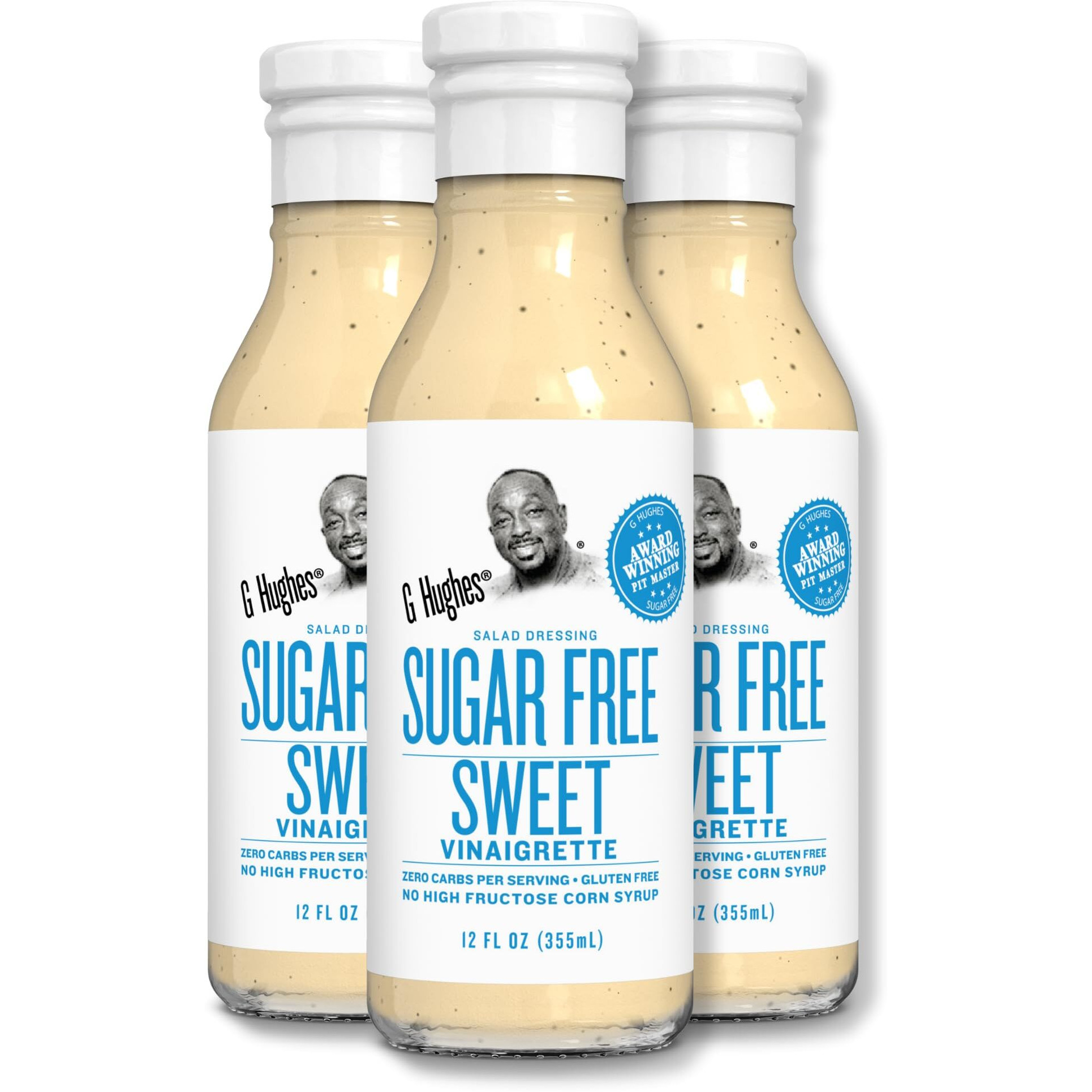 G Hughes Sugar Free Sweet Vinaigrette Dressing - Sugar Free Vinaigrette Dressing, Gluten Free Salad Dressings, Keto-Friendly Vinaigrettes, Sugar Free Salad Dressings - 12 Oz (3-Pack)