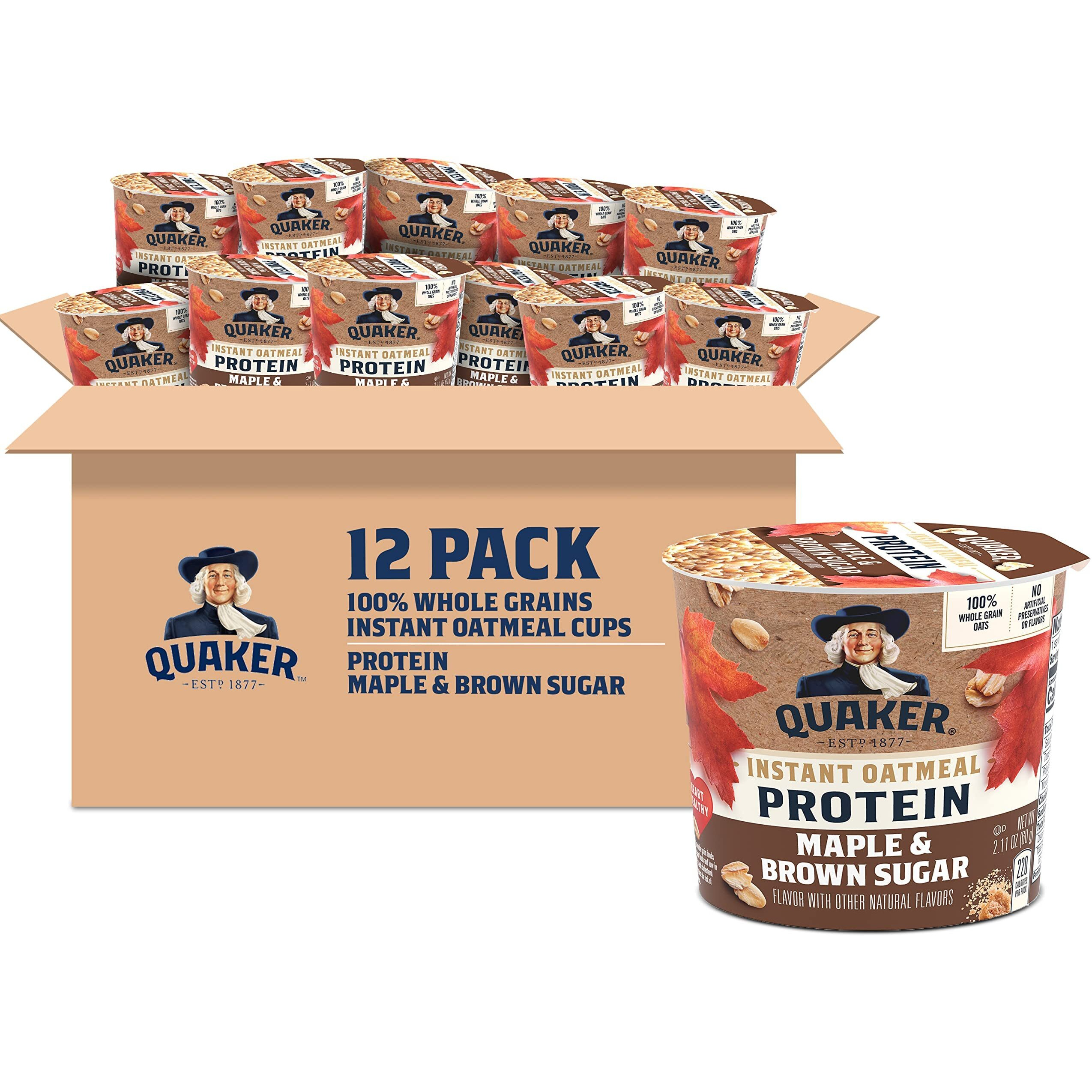 Quaker Instant Oatmeal Express Cups Protein Maple Brown Sugar
