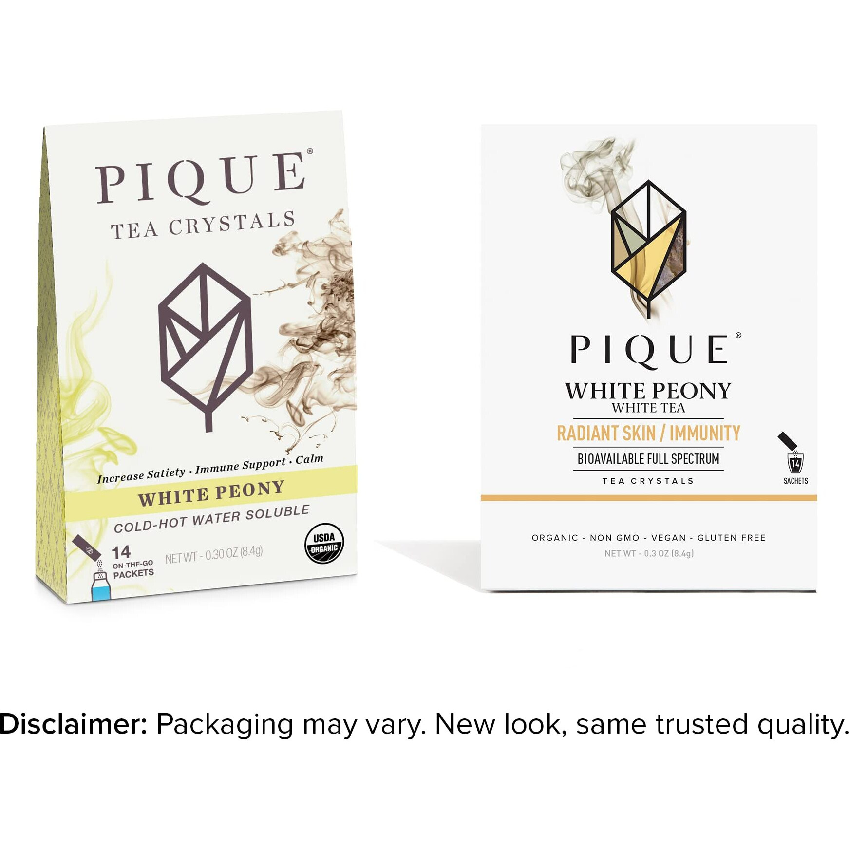 Pique Organic White Peony Tea Crystals - Antioxidants For Radiant Skin, Immune Support, Fujian Chinese Caffeinated Tea - 14 Single Serve Sticks (Pack Of 1)