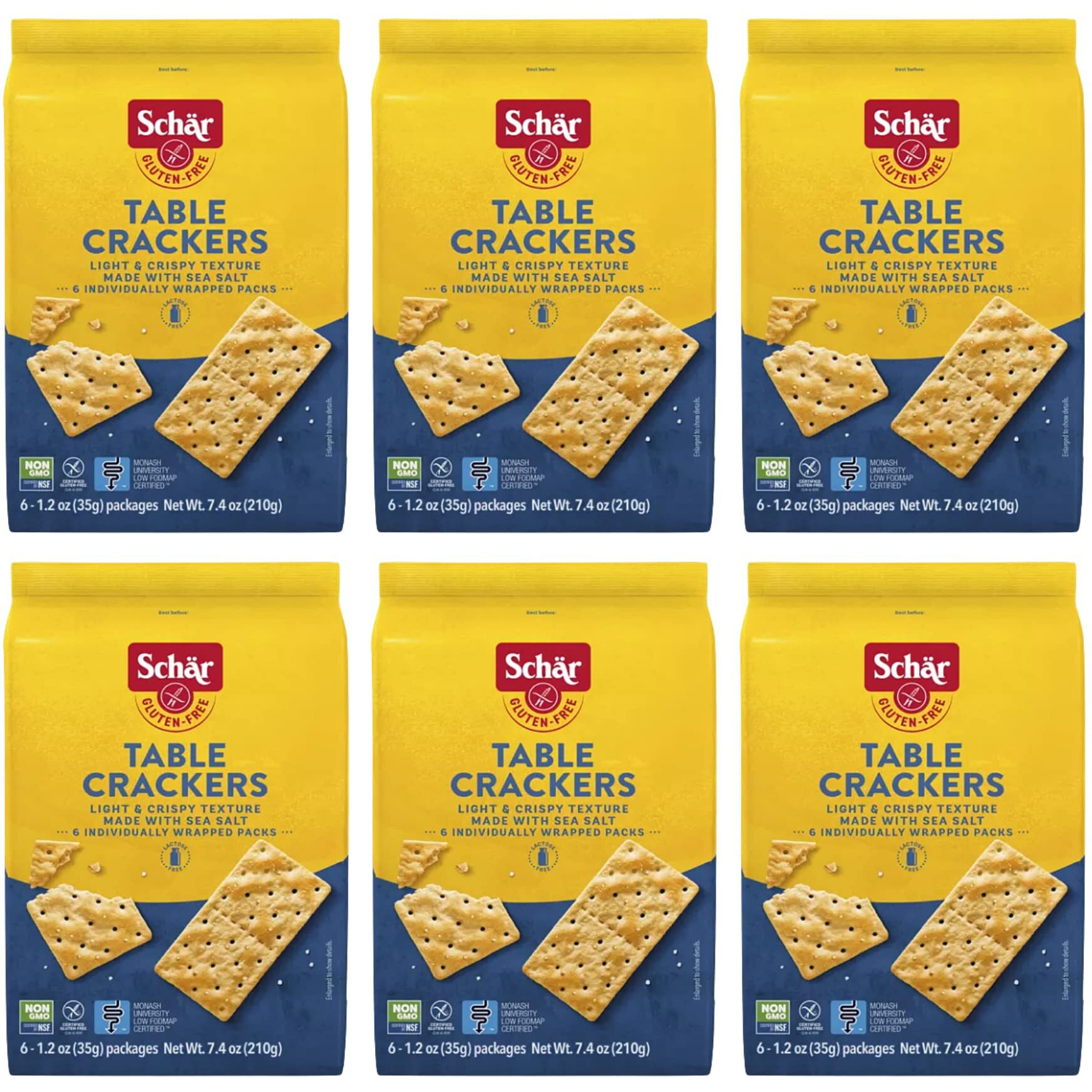 Schar - Table Crackers - Certified Gluten Free - No Gmo's, Lactose, Or Wheat - (7.4 Oz) 6 Pack