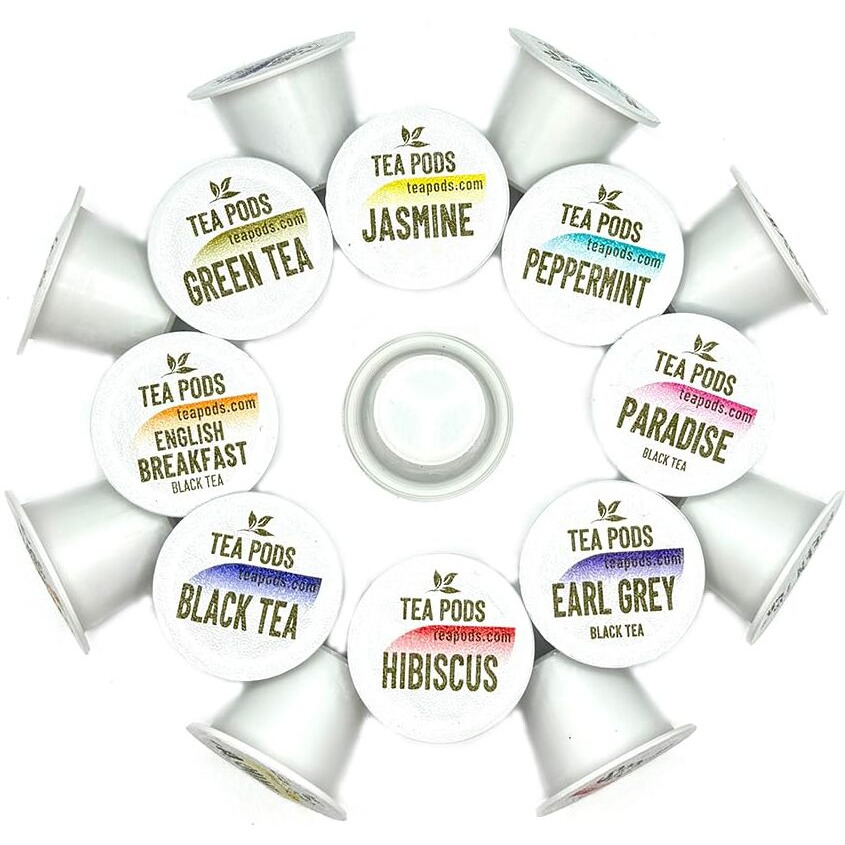 8 Flavors Variety Pack Of Tea Pods Compatible With Nespresso Originalline - 18 Single-Serve Capsules Hibiscus, English Breakfast, Peppermint, Jasmine, Paradise, Green And Black Tea, Earl Grey Bergamot