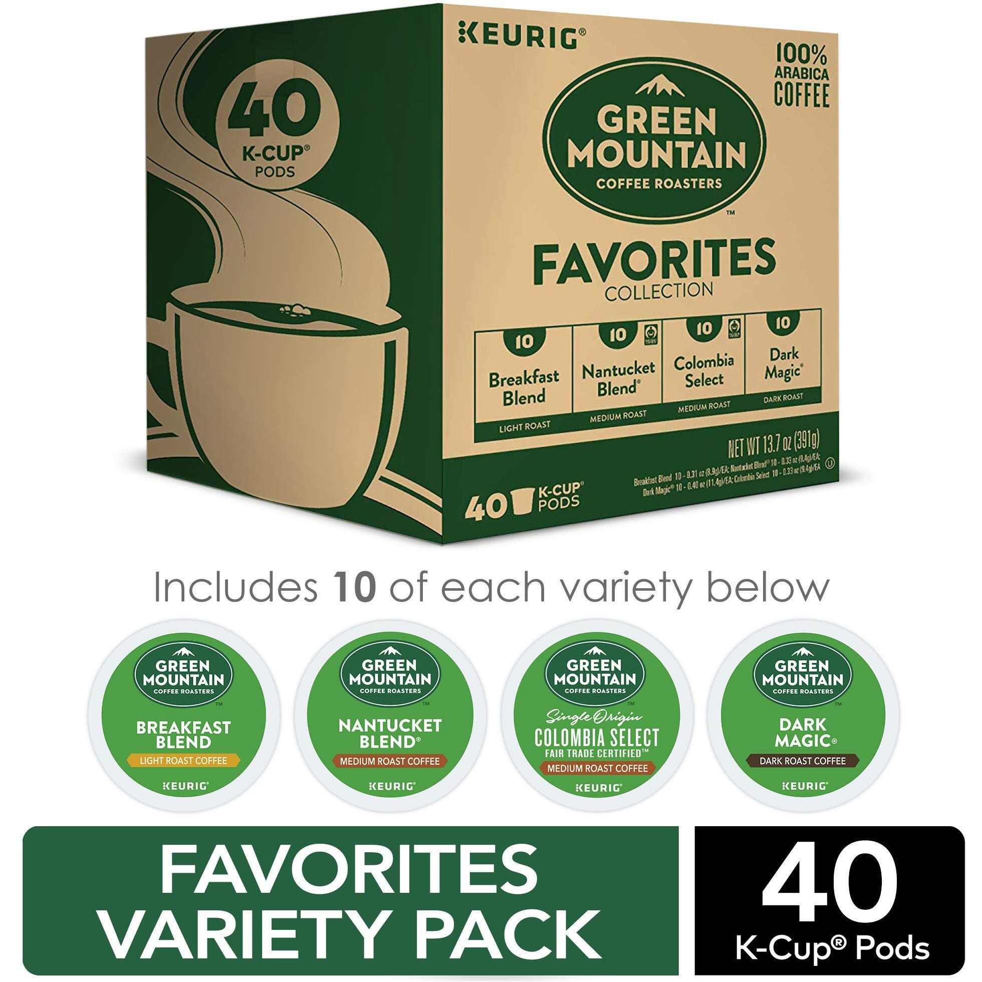 Keurig Green Mountain Coffee Roaster Coffee Roasters Favorites Collection, Single-Serve Coffee K-Cup Pods, Variety, 40 Count