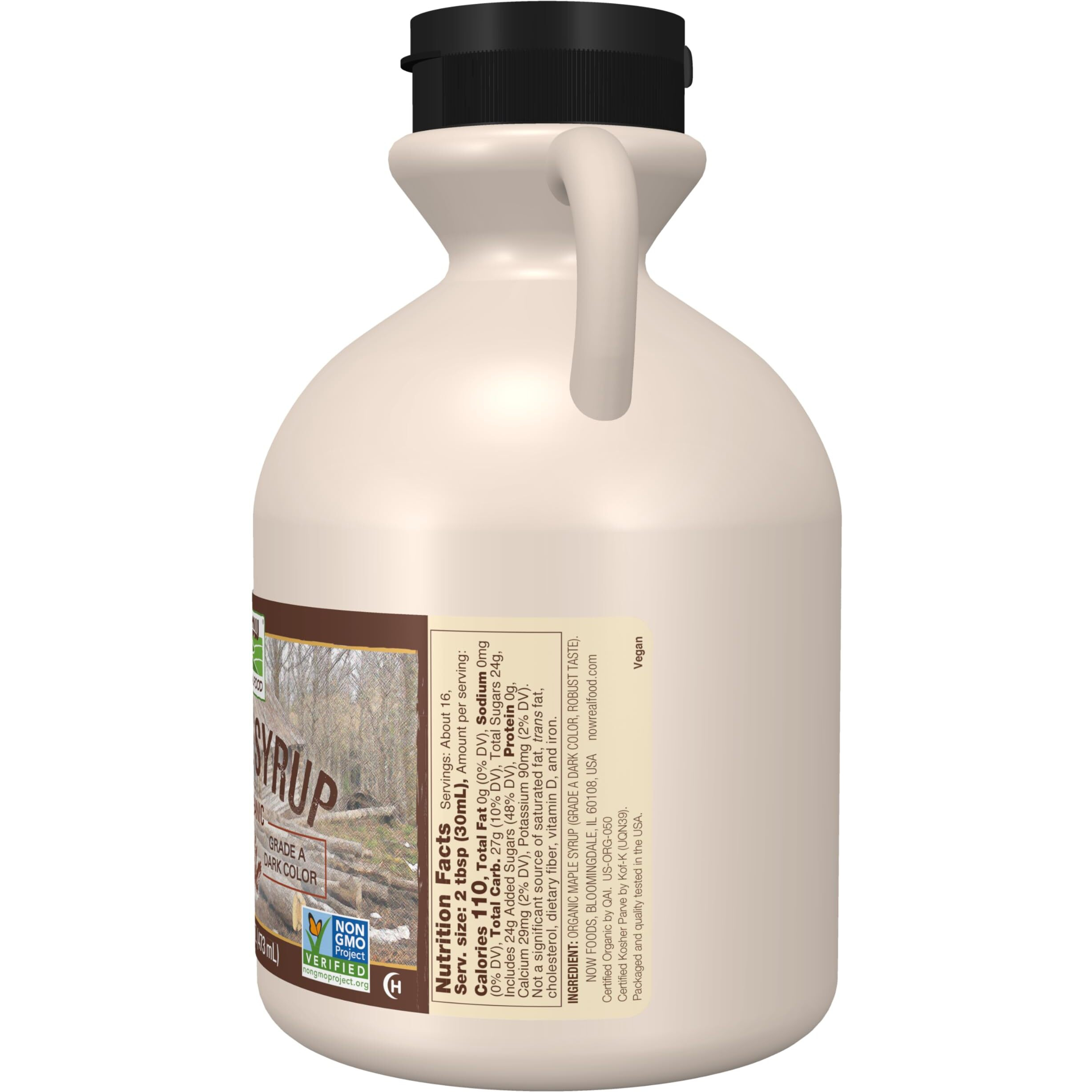 Now Foods, Certified Organic Maple Syrup, Grade A Dark Color, Certified Non-Gmo, Pure, Robust Taste, 16-Ounce
