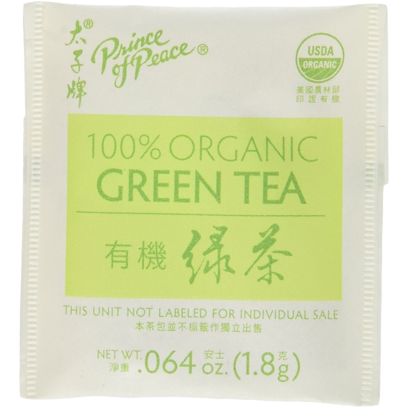 Prince Of Peace Organic Green Tea 100 Tea Bags - 2 Pack