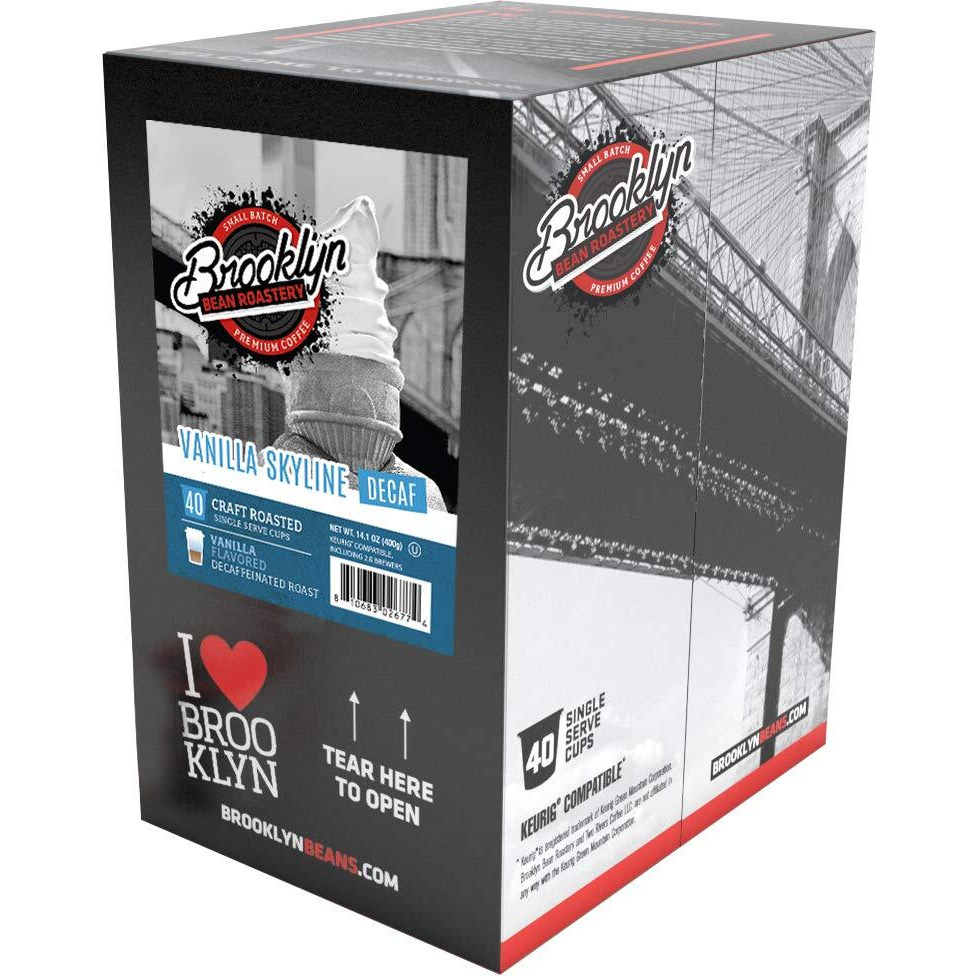Brooklyn Beans Coffee Pods, Vanilla Skyline Decaf, Compatible With K Cup Brewers Including 2.0, 40 Count