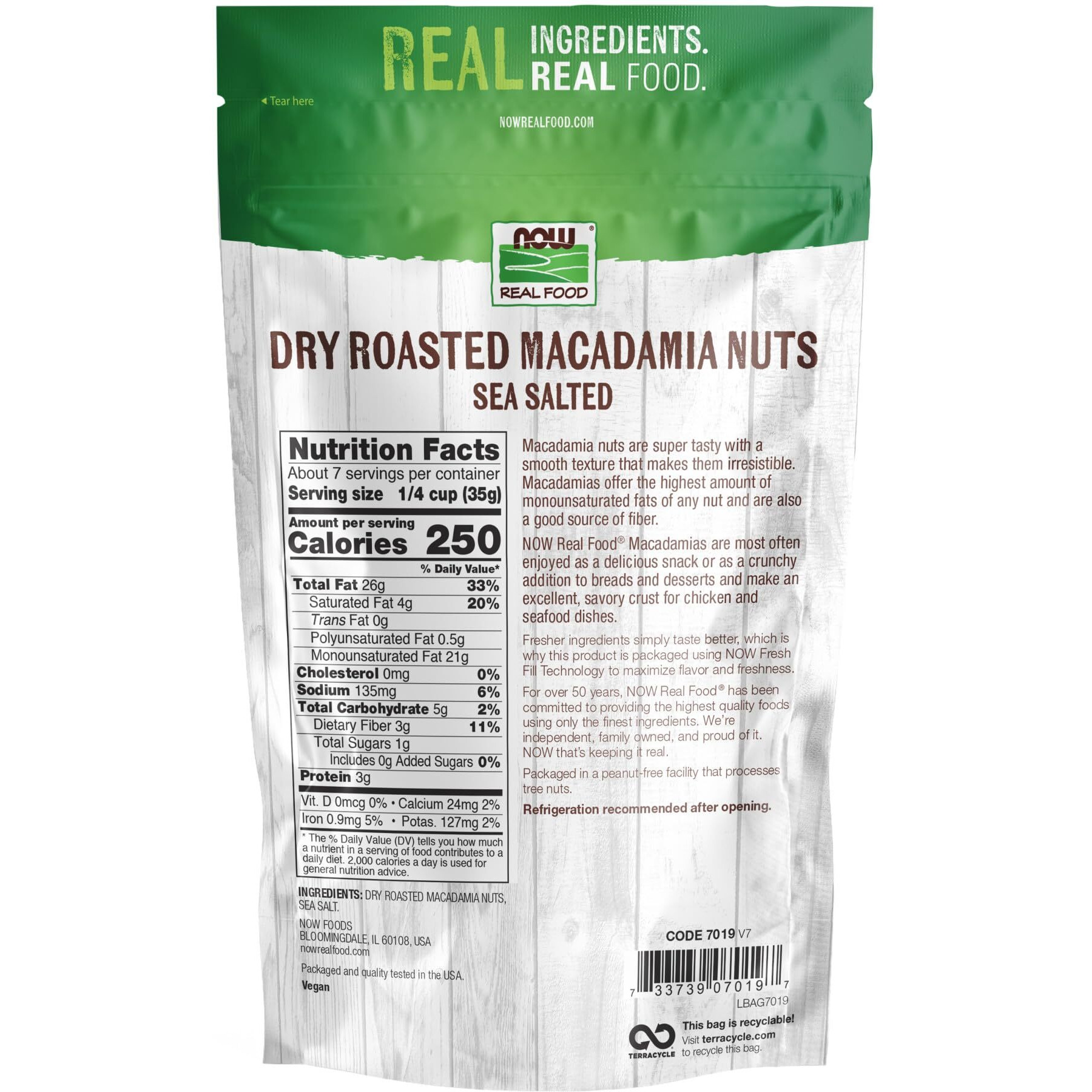 Now Foods, Macadamia Nuts, Dry Roasted With Sea Salt, Source Of Fiber, Gluten-Free And Certified Non-Gmo, 9-Ounce (Packaging May Vary)