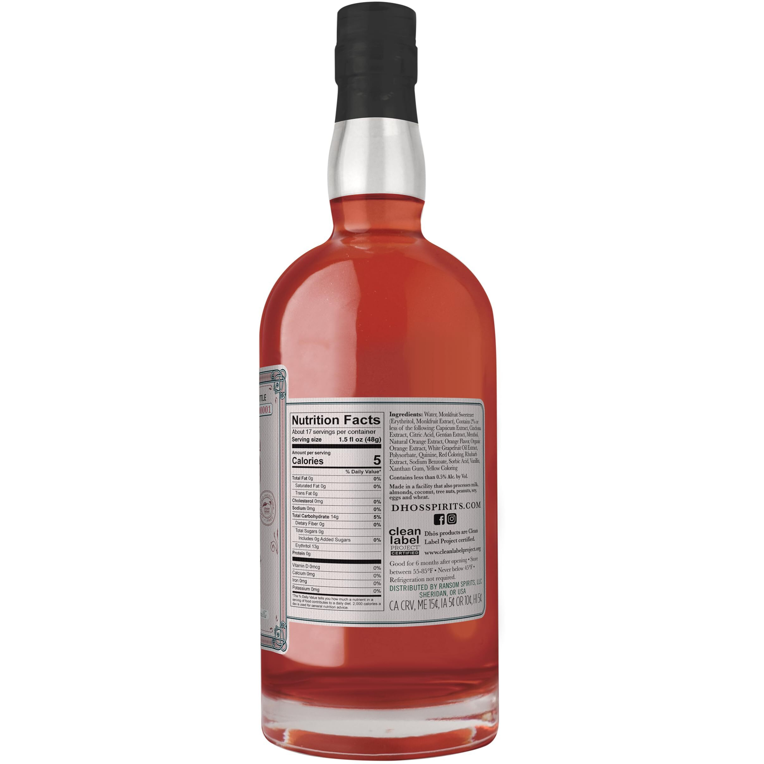 Dhos Bittersweet - Handcrafted Non-Alcoholic Aperitif With Flavors Of Rhubarb, Fruit & Bitter Herbs - Non-Alcoholic Spirit To Mix Delicious Mocktails - Keto-Friendly, Zero Sugar, Zero Proof - 750 Ml