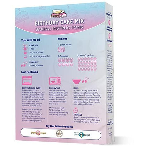 Dog Birthday Cake Mix 6 Flavors - Cake Mix For Dogs, Icing Mix, Bake Or Microwave, Made In Usa, All Natural Fluffy & Moist Dog Cake By Puppy Cake Mix