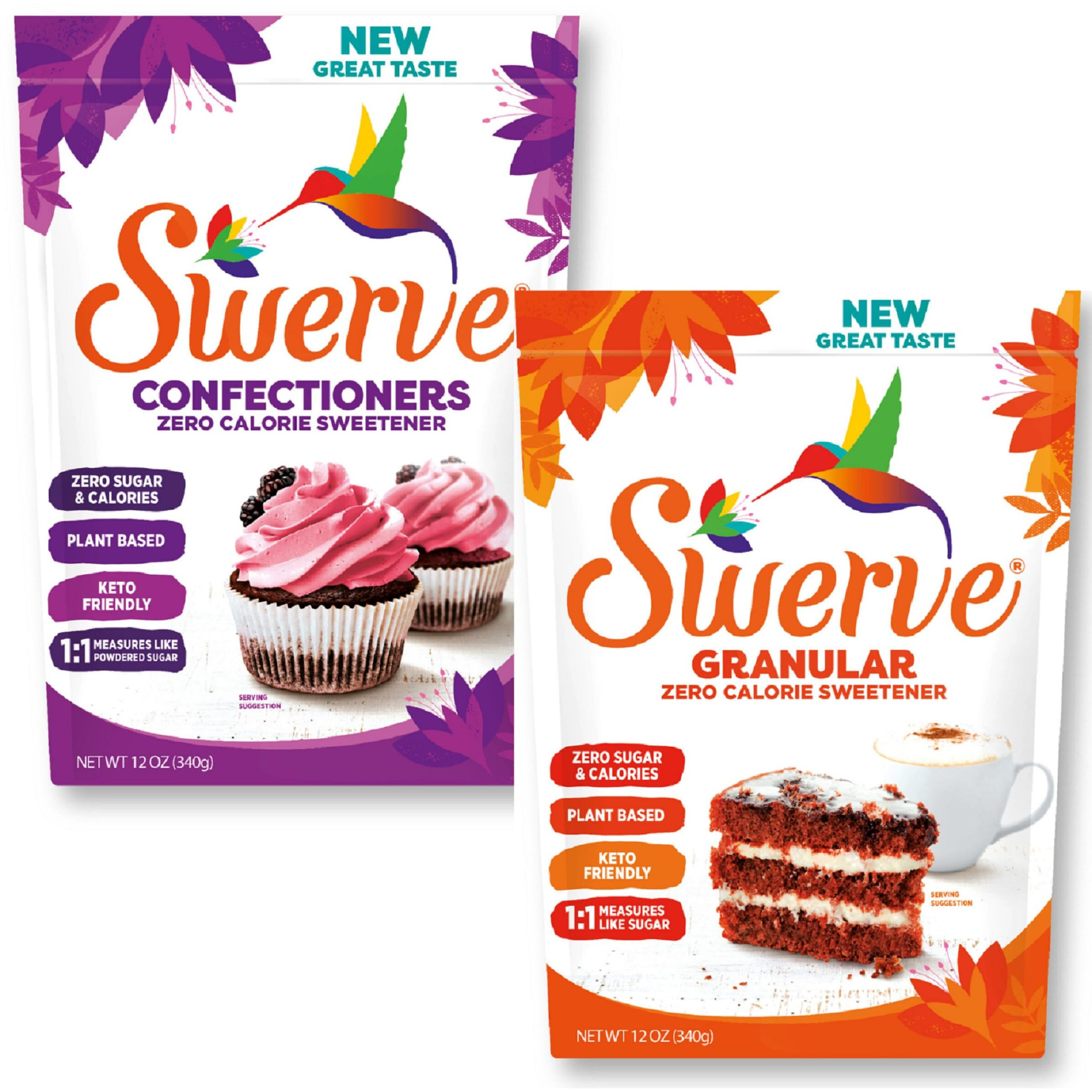 Swerve Sweetener Granular And Confectioners Baker's Bundle - Sugar Substitute, Zero Calorie, Keto Friendly, Zero Sugar, Non-Glycemic, 12Oz (2 Pack)
