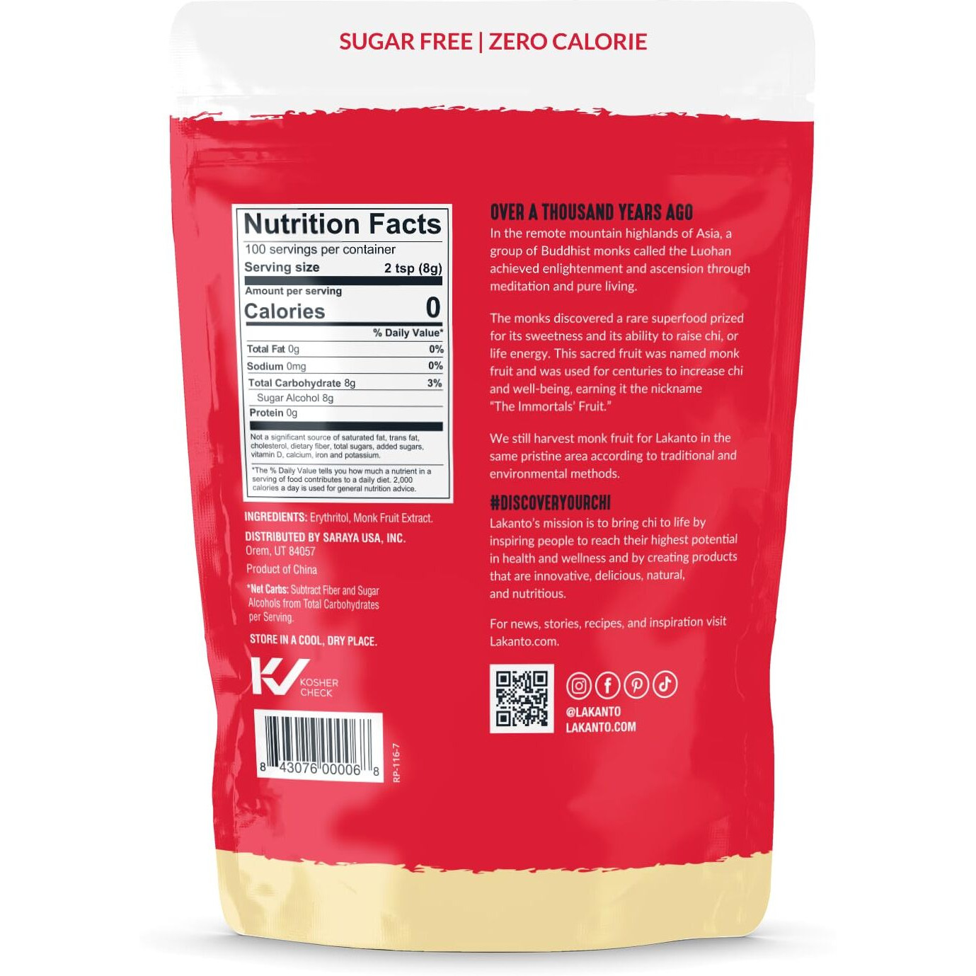 Lakanto Golden Monk Fruit Sweetener With Erythritol - Raw Cane Sugar Substitute, Zero Calorie, Keto Diet Friendly, Zero Net Carbs, Baking, Extract, Sugar Replacement (Golden - 1.76 Lb)