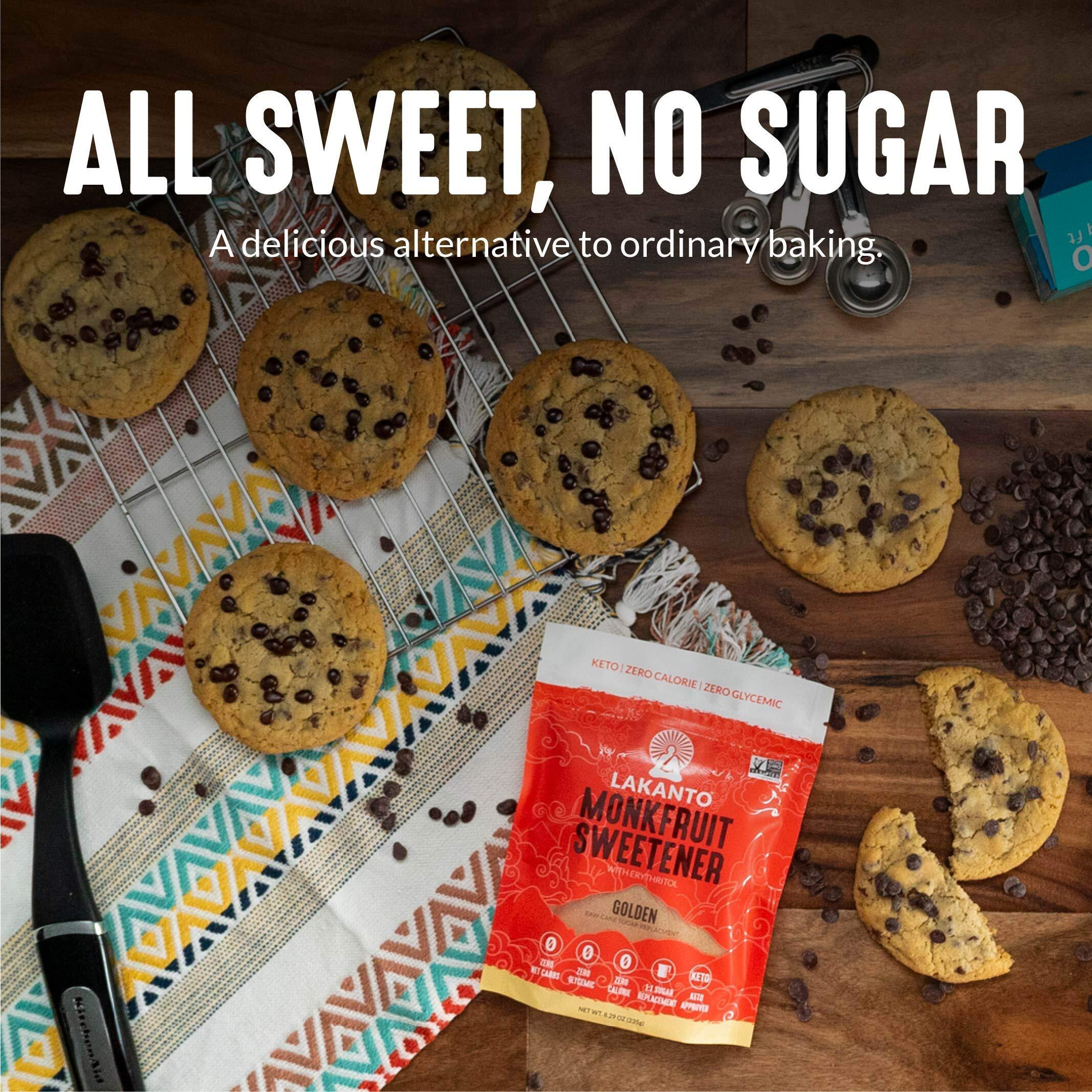 Lakanto Golden Monk Fruit Sweetener With Erythritol - Raw Cane Sugar Substitute, Zero Calorie, Keto Diet Friendly, Zero Net Carbs, Baking, Extract, Sugar Replacement (Golden - 1.76 Lb)