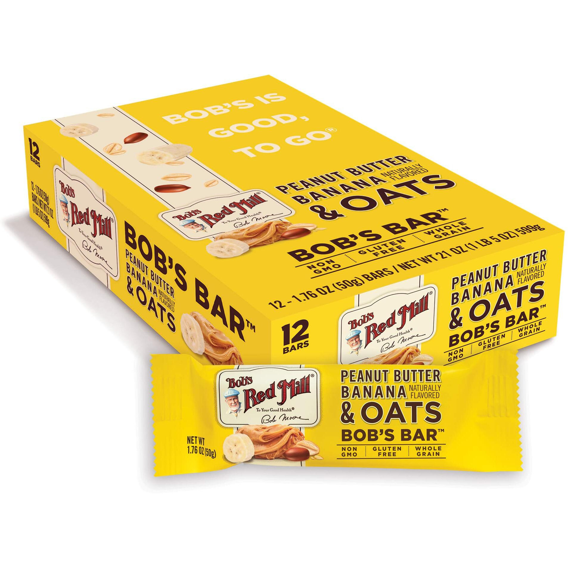 Bob's Red Mill Peanut Butter Banana & Oats Snack Bar - 1.76 Ounce (Pack Of 12) - Gluten Free, Non-Gmo, Whole Grain