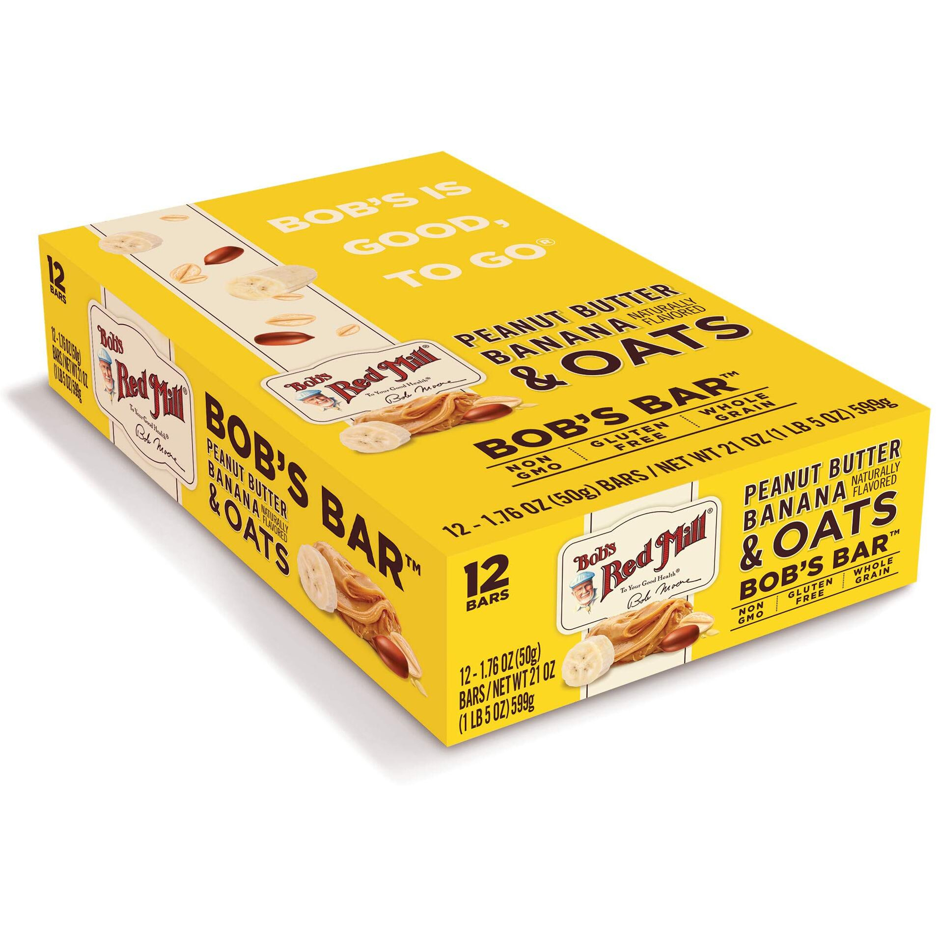Bob's Red Mill Peanut Butter Banana & Oats Snack Bar - 1.76 Ounce (Pack Of 12) - Gluten Free, Non-Gmo, Whole Grain