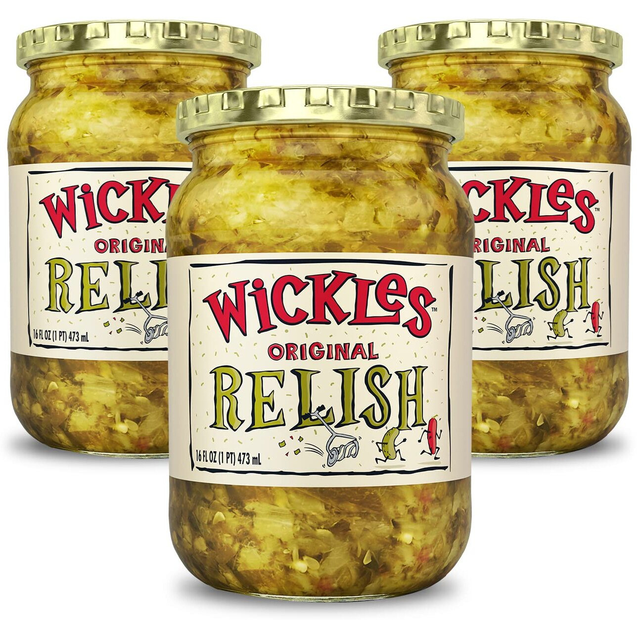Wickles Pickles Original Relish (3 Pack) - Hot & Sweet Relish - Wickedly Delicious Sweet & Spicy Pickle Relish (16 Oz Each)