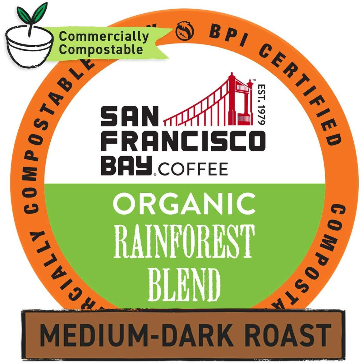 San Francisco Bay Compostable Coffee Pods - Organic Rainforest Blend (36 Ct) K Cup Compatible Including Keurig 2.0, Medium Dark Roast