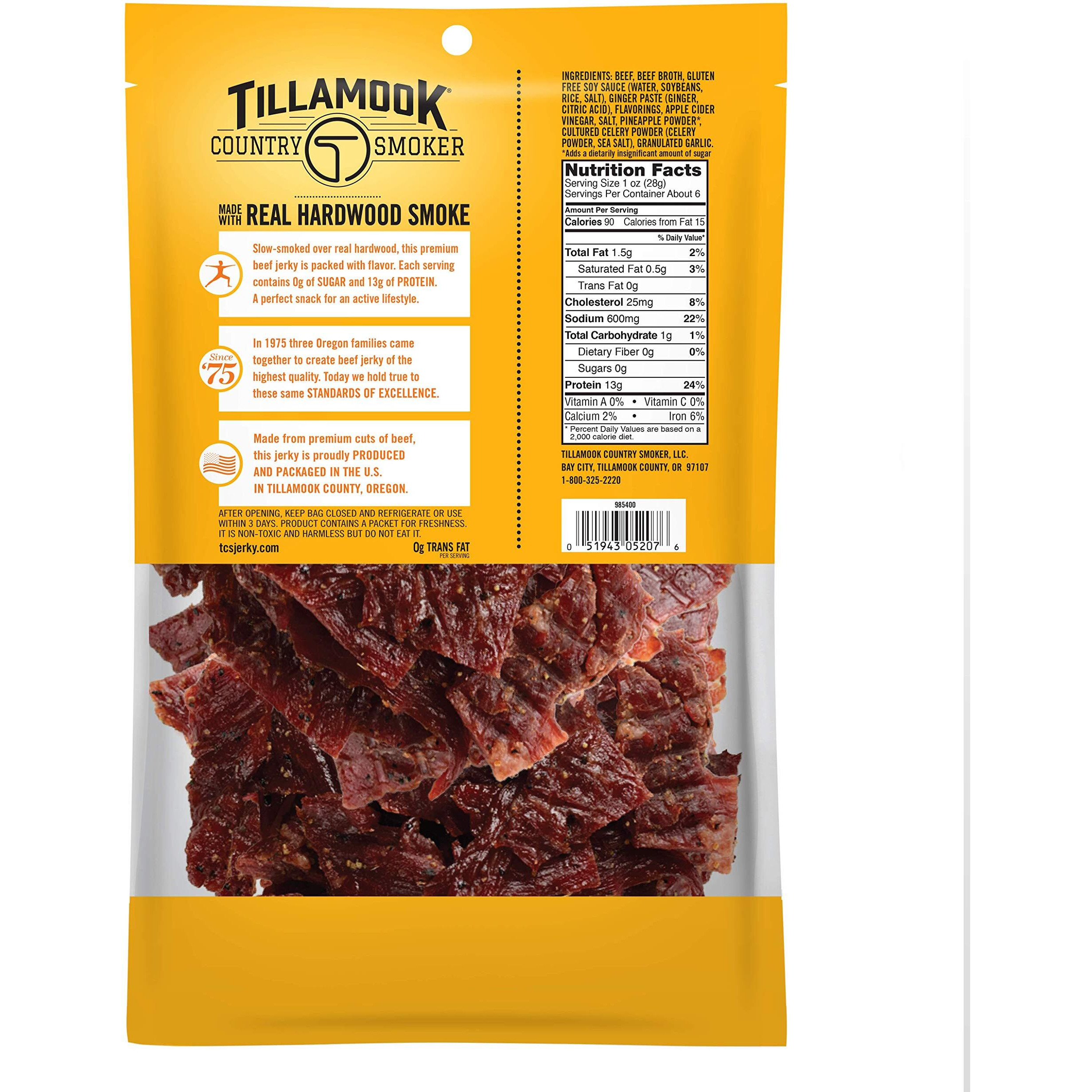 Tillamook Country Smoker Keto Friendly Zero Sugar Beef Jerky, Original, 6.5 Ounce