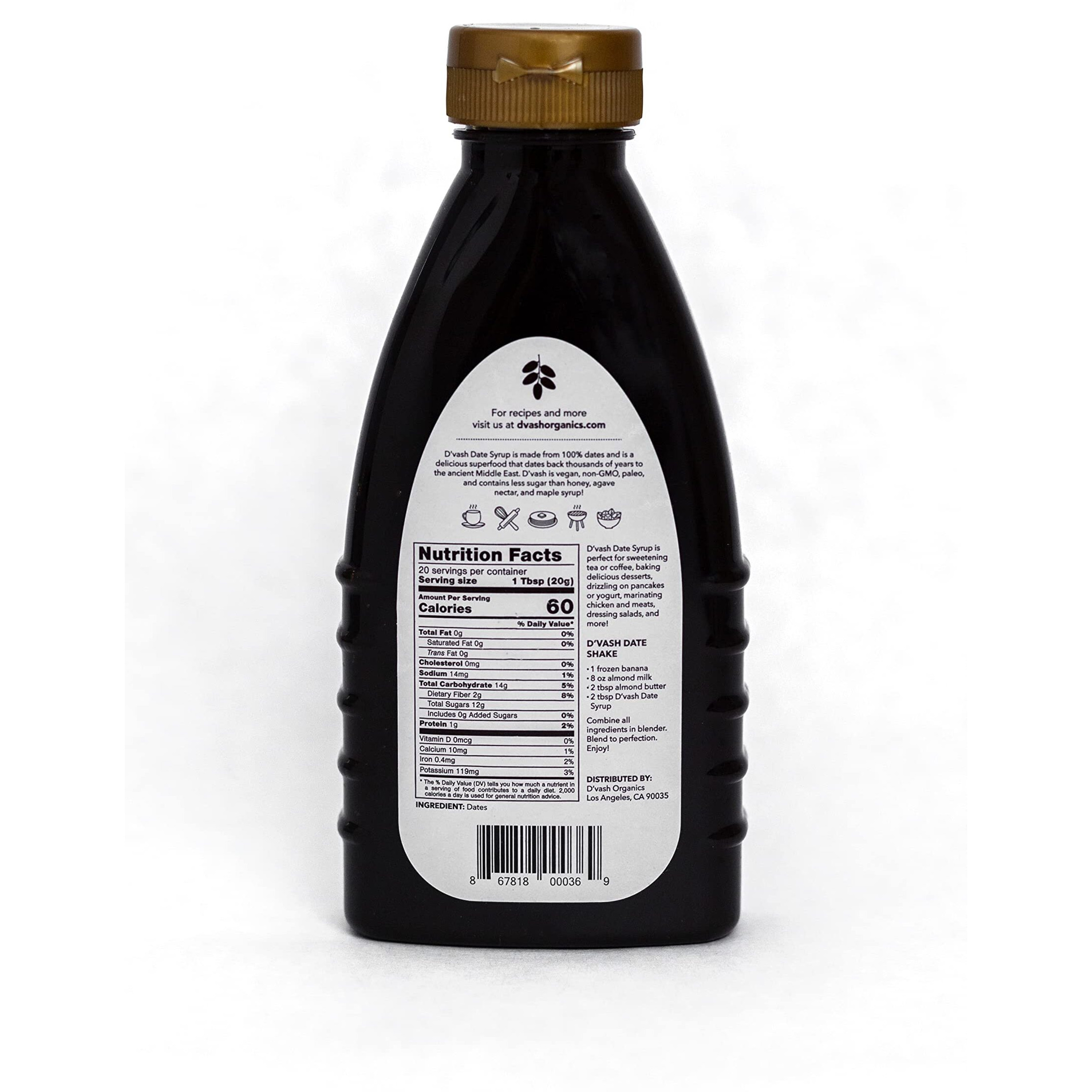 Dvash Date Syrup 14.1Oz Squeeze Bottle | Dibis | Vegan, Gluten-Free, No Added Sugar, Paleo, Non-Gmo, Kosher,Honey/Sugar Substitute