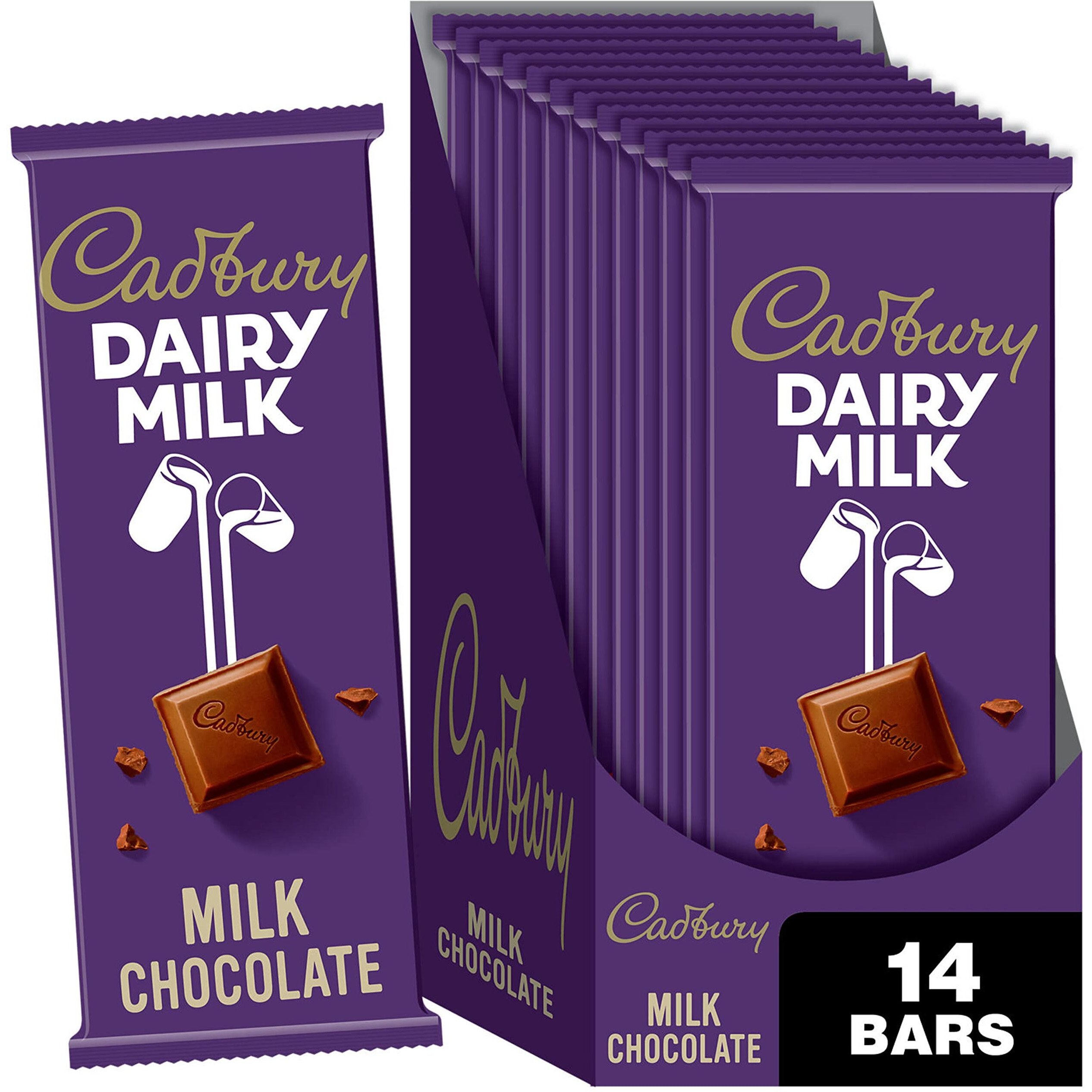 Cadbury Dairy Milk Milk Chocolate Candy Bars, 3.5 Oz (14 Count)